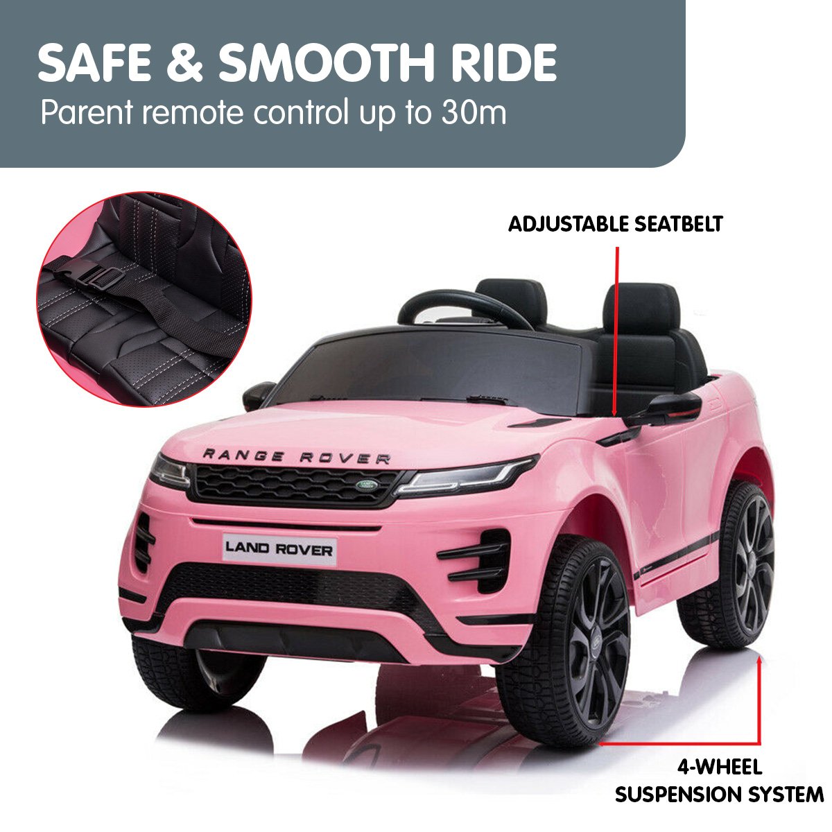 Kahuna Land Rover Licensed Kids Electric Ride On Car Remote Control - Pink 4