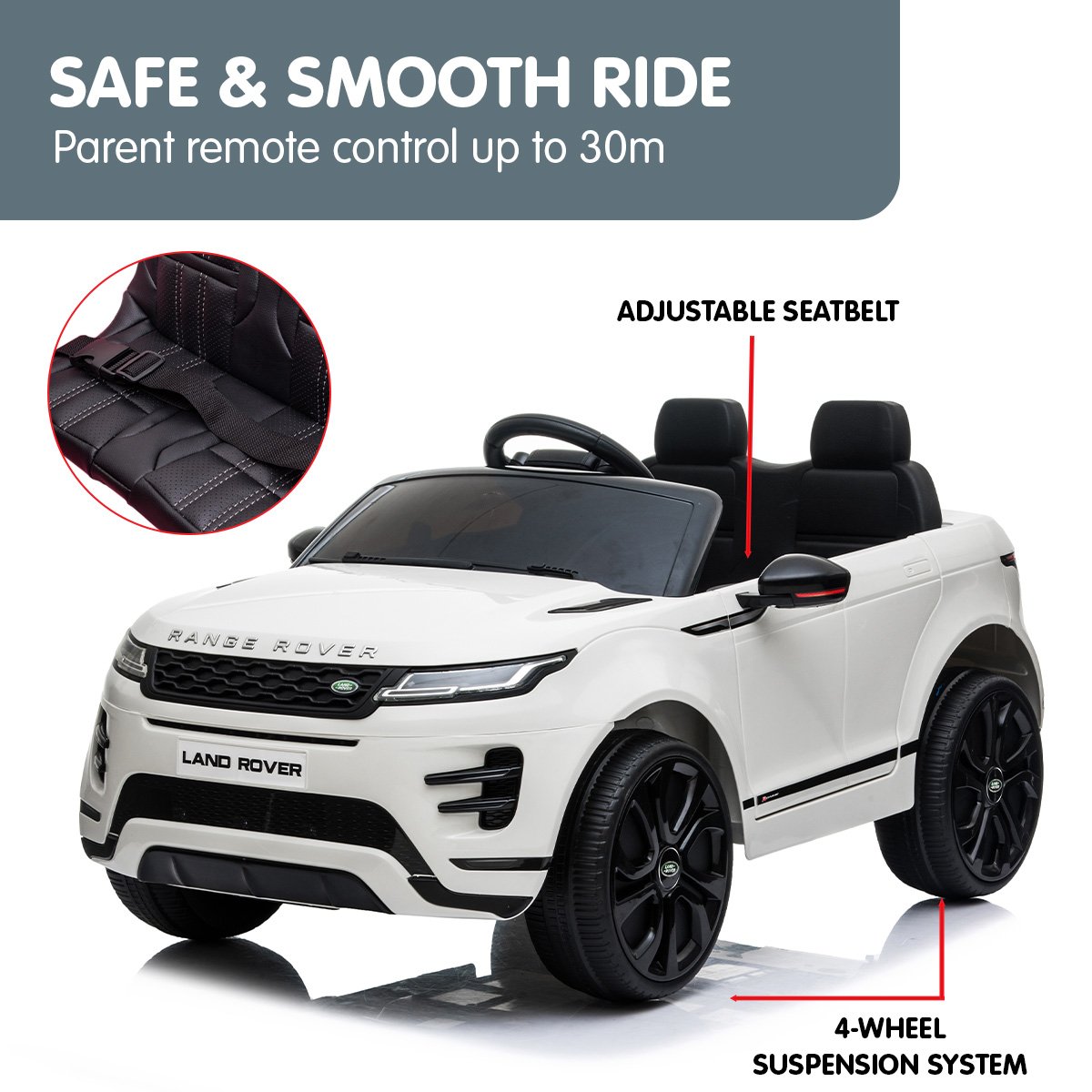 Kahuna Land Rover Licensed Kids Electric Ride On Car Remote Control - White 4