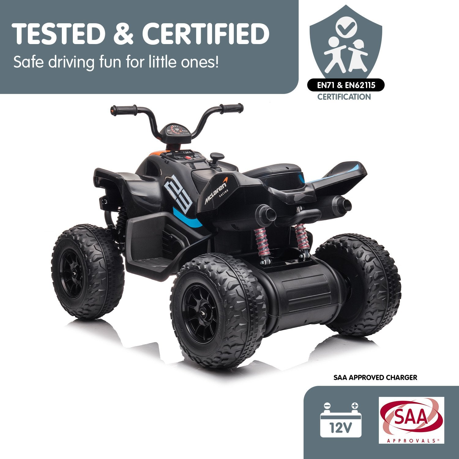 Kahuna MCL35 McLaren Toy Ride On Electric Quad Bike - Black 6