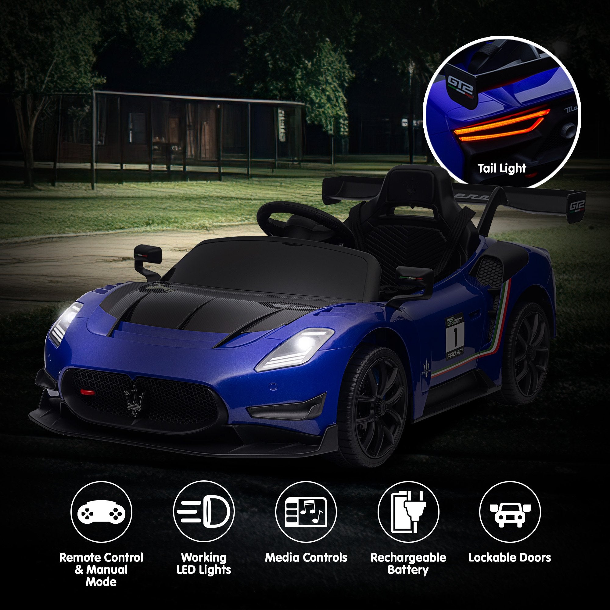 Kahuna Maserati MC20 GT2 Licensed Electric Kids Ride On Race Car Blue 5