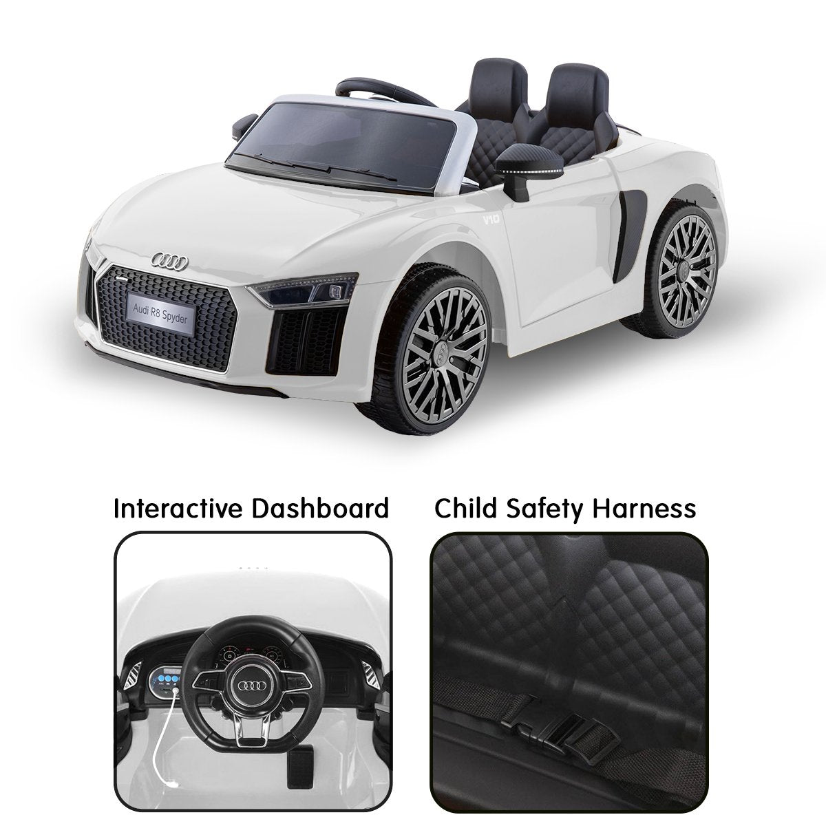 Kahuna R8 Spyder Audi Licensed Kids Electric Ride On Car Remote Control - White 3