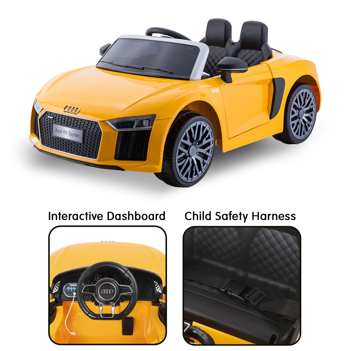 Kahuna R8 Spyder Audi Licensed Kids Electric Ride On Car Remote Control - Yellow 4