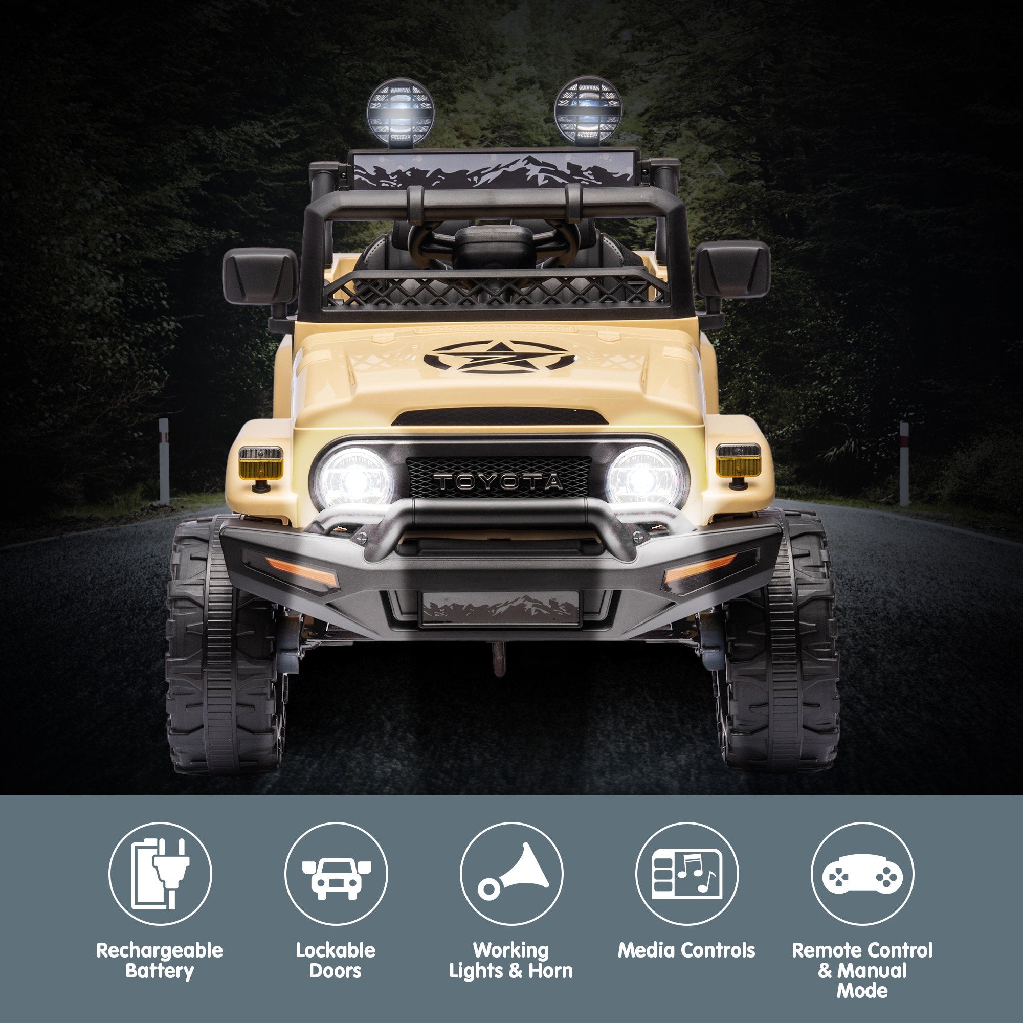 Kahuna Authorised Toyota Fj Cruiser Kids Electric Ride On Car - Khaki 6