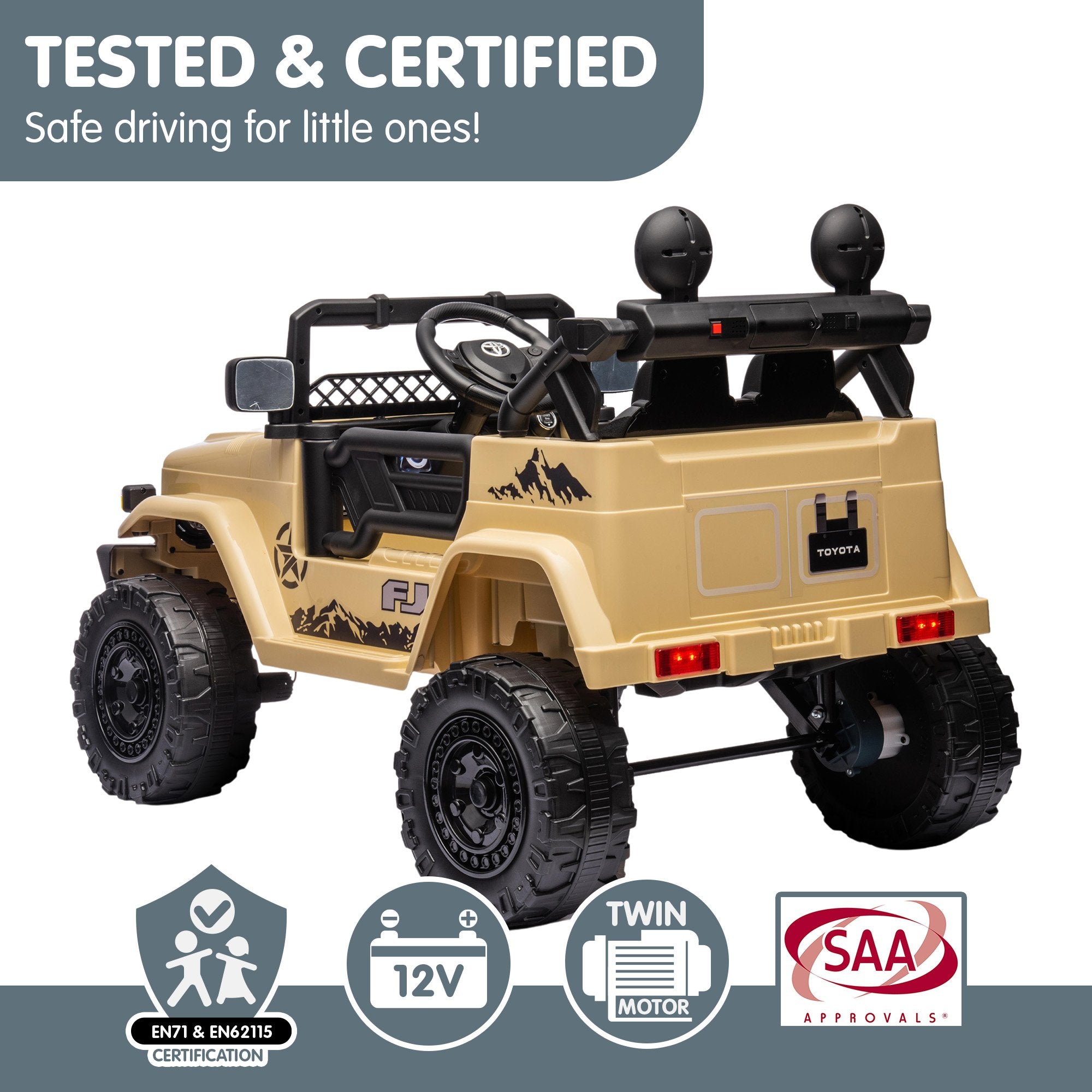 Kahuna Authorised Toyota Fj Cruiser Kids Electric Ride On Car - Khaki 10