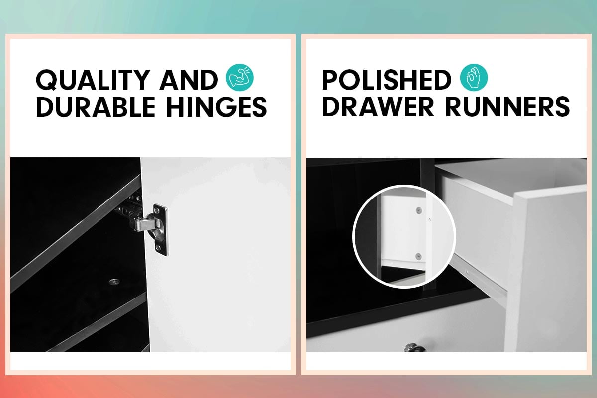 Sarantino Shoe Rack Cabinet Wooden Storage Organiser Shelf Cupboard Drawer 3