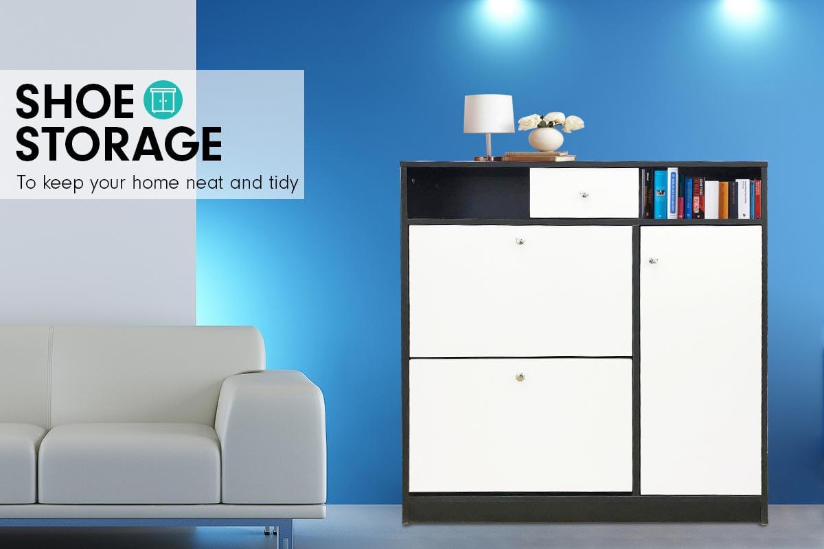 Sarantino Shoe Rack Cabinet Wooden Storage Organiser Shelf Cupboard Drawer 6