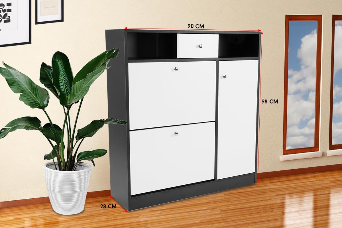 Sarantino Shoe Rack Cabinet Wooden Storage Organiser Shelf Cupboard Drawer 7