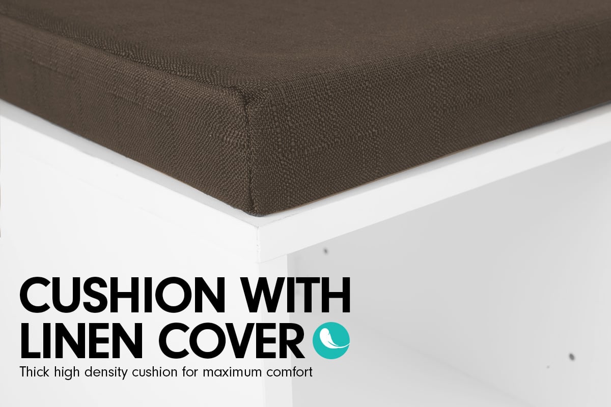 Sarantino Shoe Rack Cabinet Organiser Brown Cushion Bench Stool - 104 X 30 X 45 - White 8