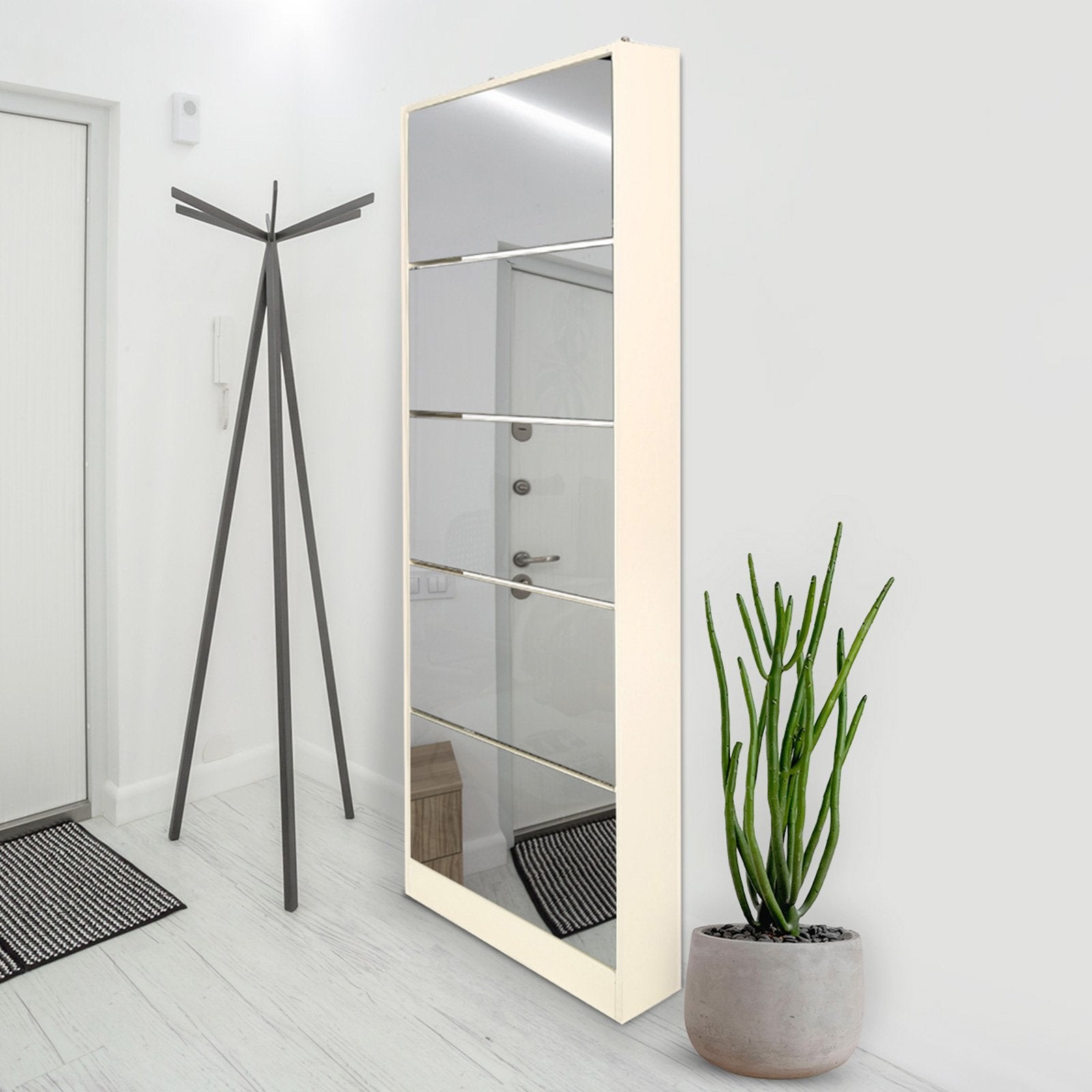 Sarantino 24 Pairs Shoe Cabinet Rack Storage Cupboard Organiser Shelf 5 Level Drawers 12