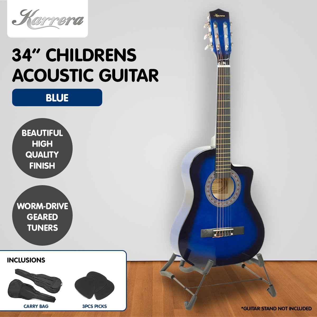 Karrera Childrens Acoustic Guitar Kids - Blue 6