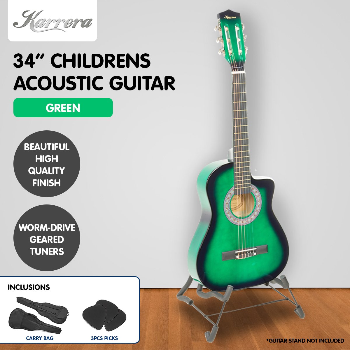 Karrera Childrens Acoustic Guitar Kids - Green 5