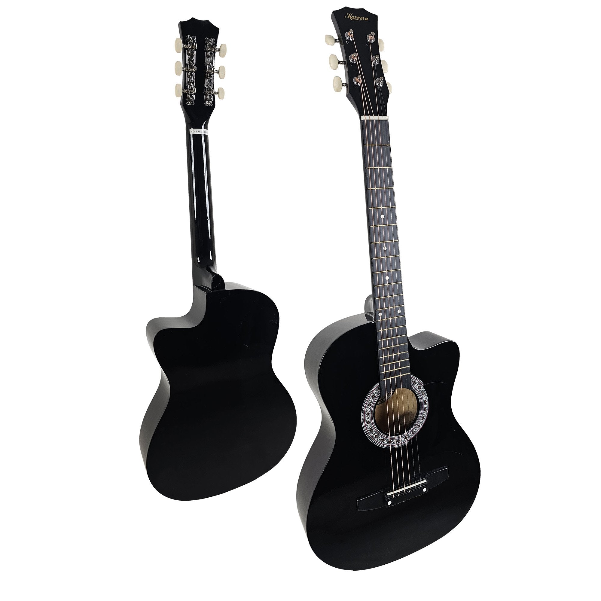 Karrera 38in Cutaway Acoustic Guitar with guitar bag - Black 5