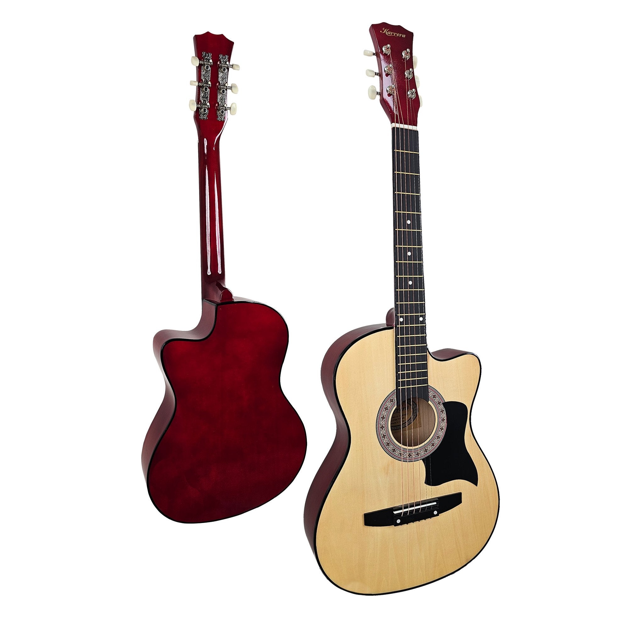 Karrera 38in Cutaway Acoustic Guitar with guitar bag - Natural 5