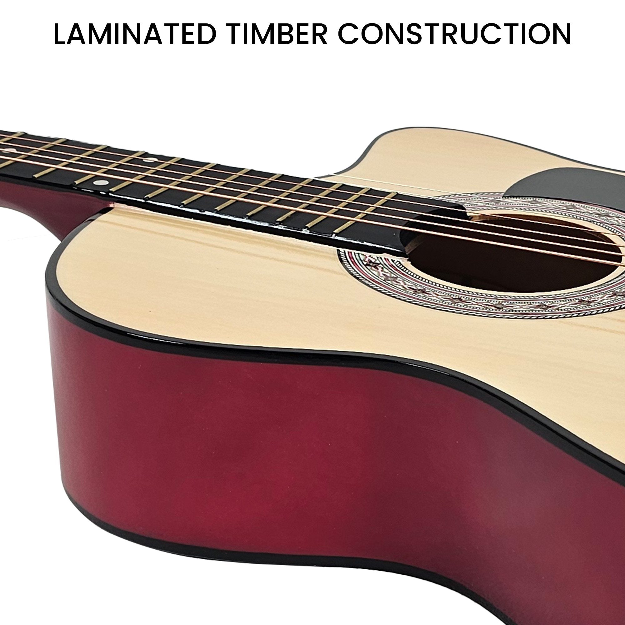 Karrera 38in Cutaway Acoustic Guitar with guitar bag - Natural 9