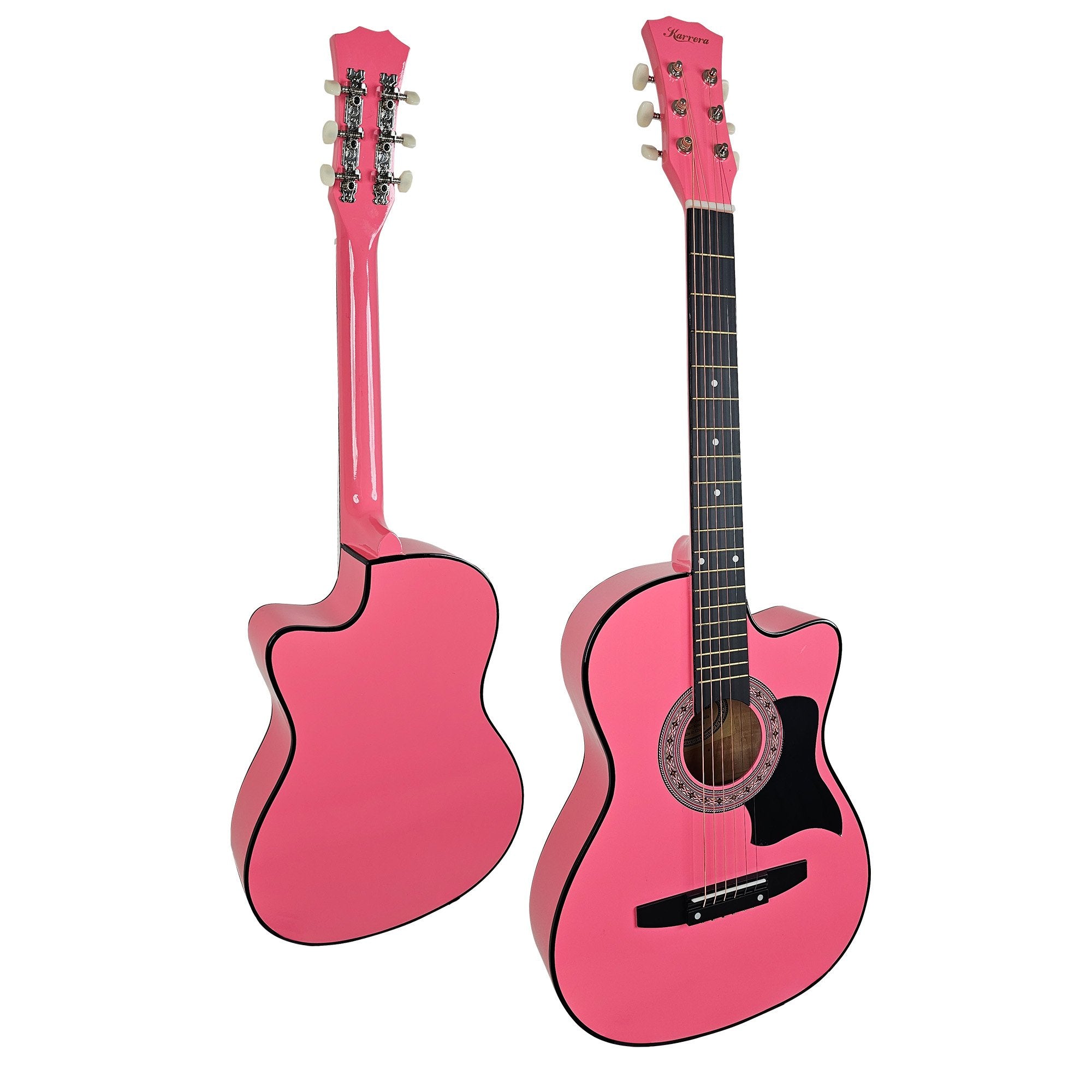 Karrera 38in Cutaway Acoustic Guitar with guitar bag - Pink 5