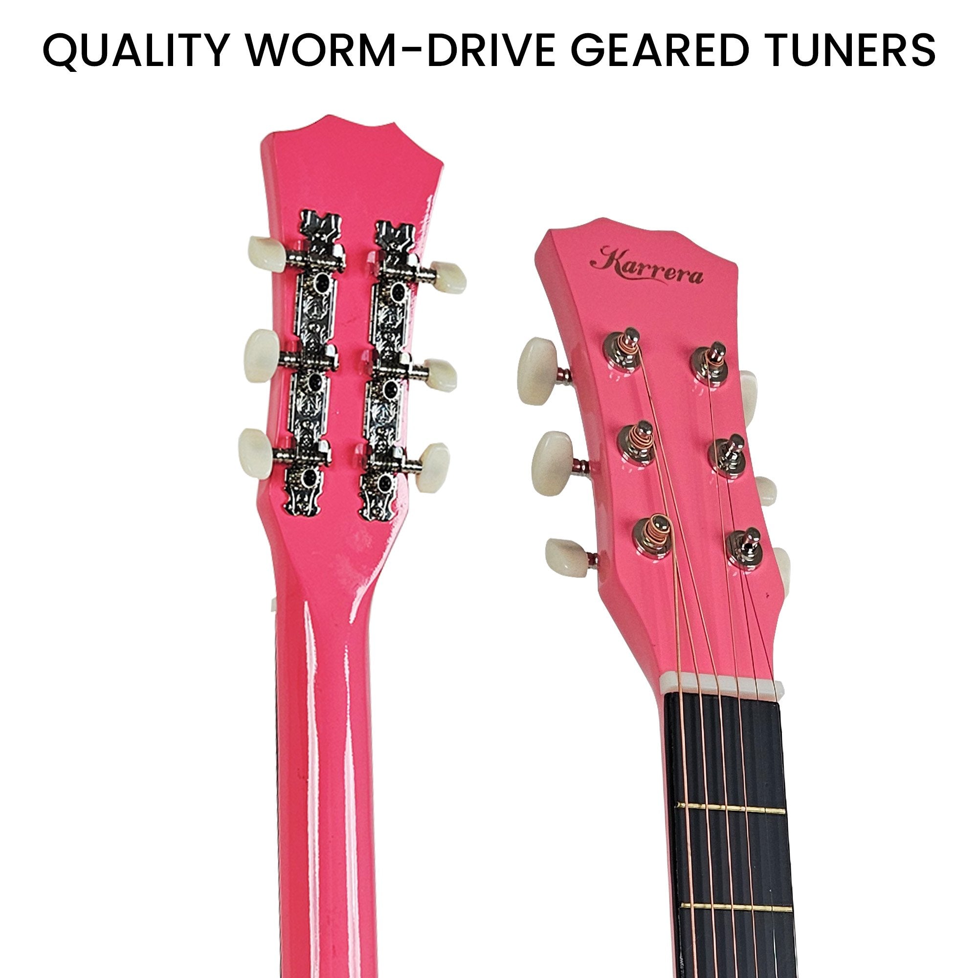 Karrera 38in Cutaway Acoustic Guitar with guitar bag - Pink 8