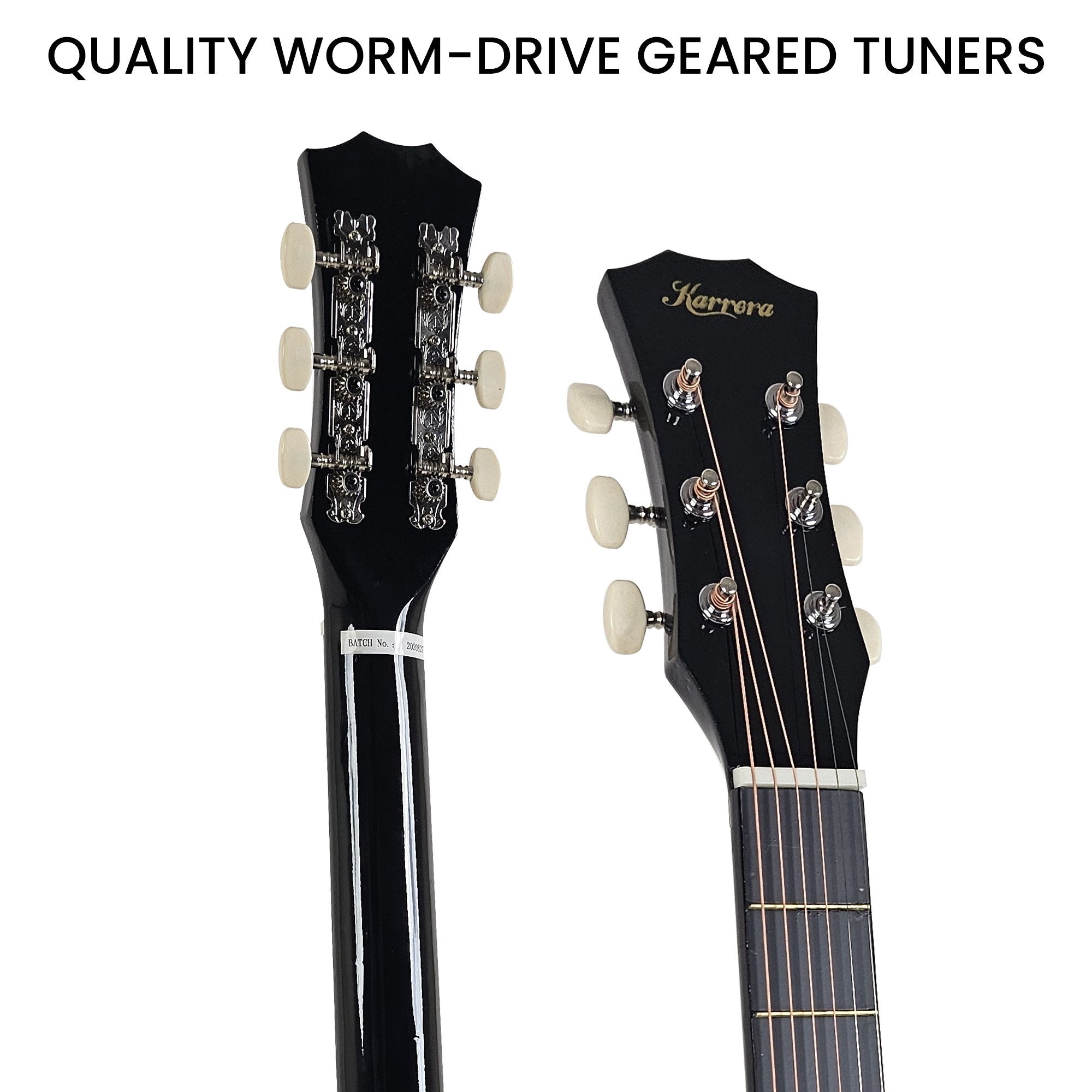 Karrera 38in Pro Cutaway Acoustic Guitar with Carry Bag - Black 8