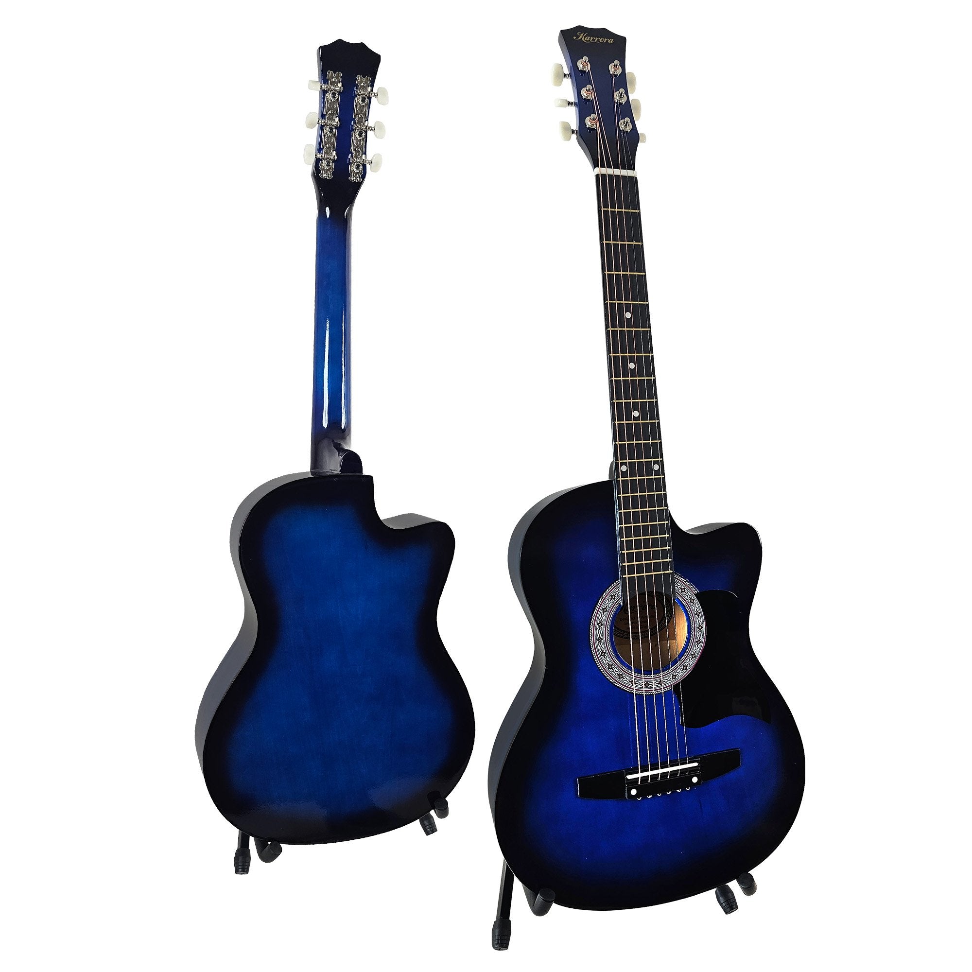 Karrera 38in Pro Cutaway Acoustic Guitar with Bag Strings - Blue Burst 4