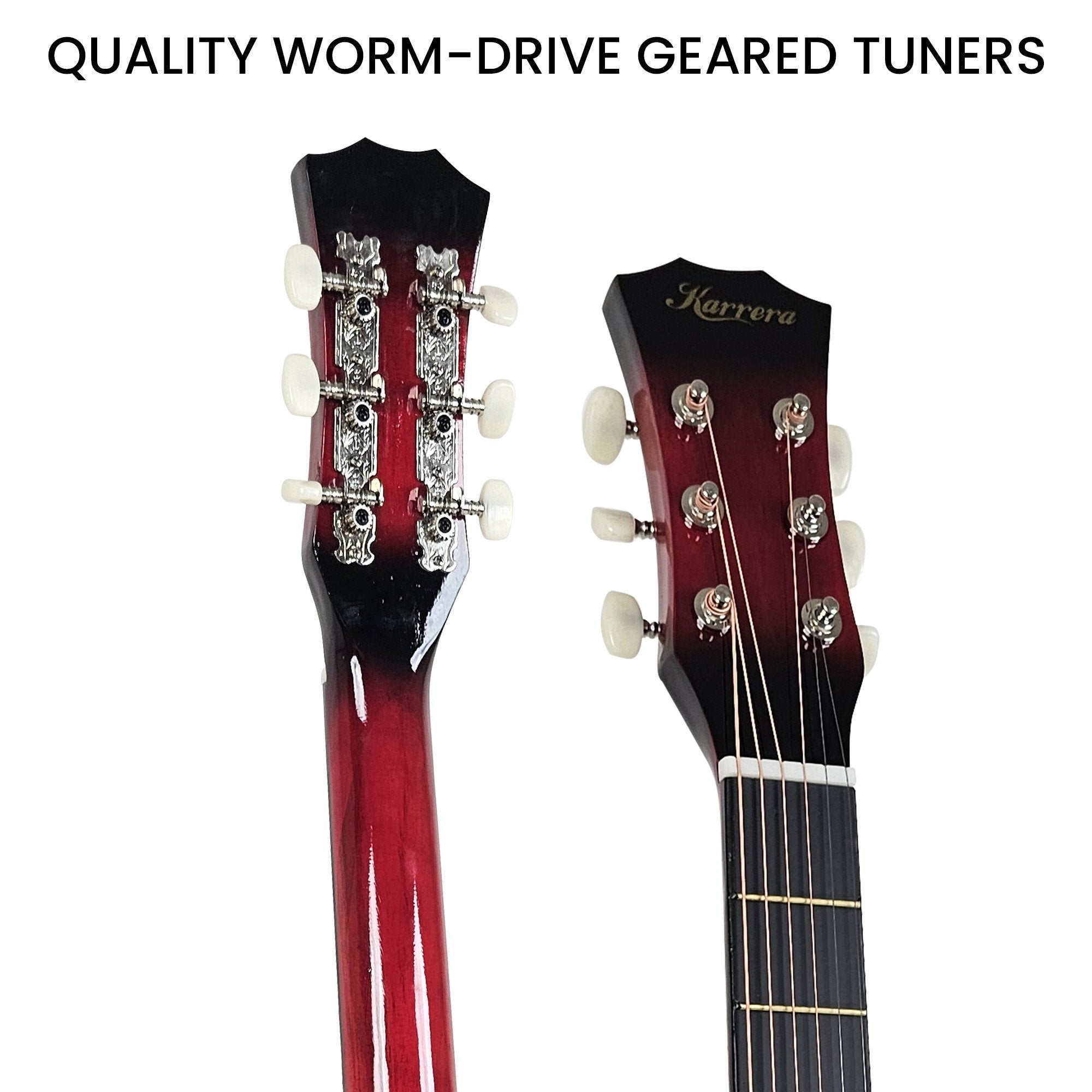 Karrera 38in Pro Cutaway Acoustic Guitar with guitar bag - Red Burst 6