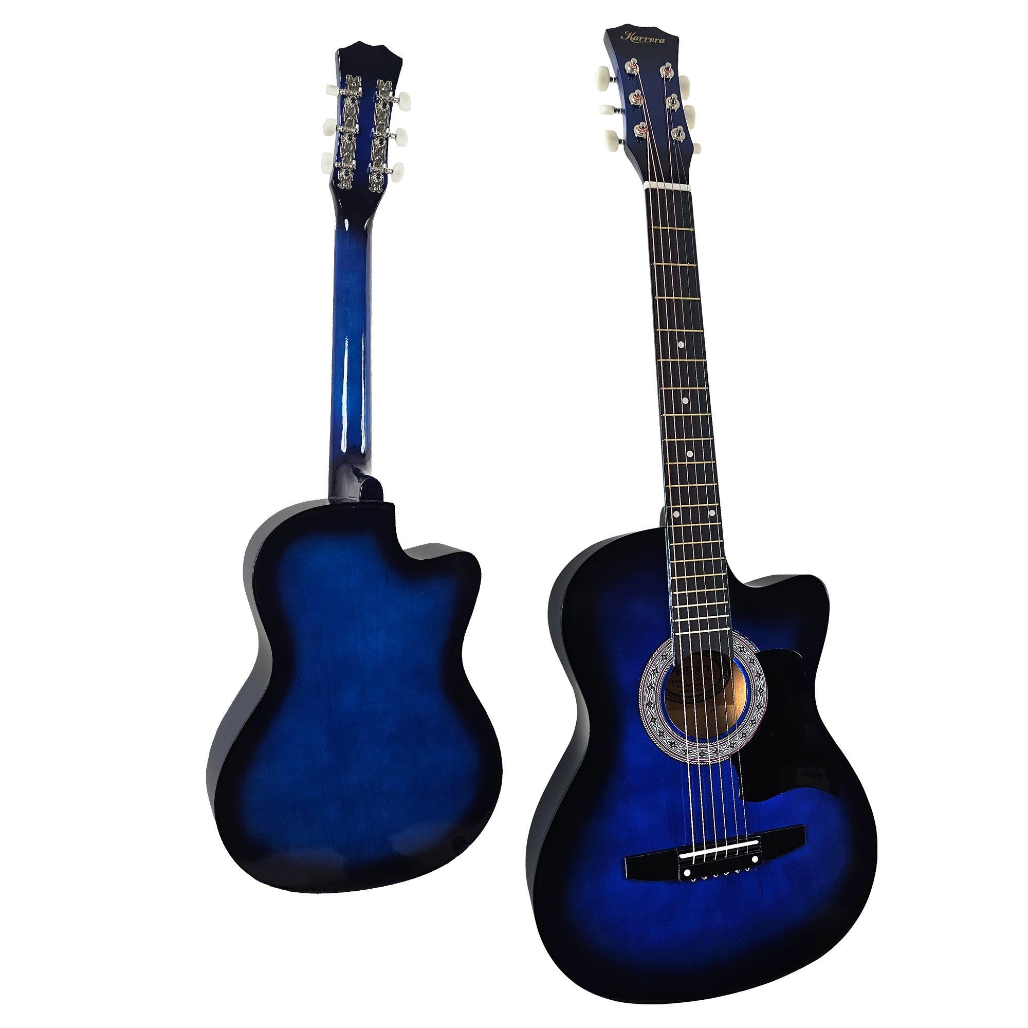Karrera 38in Cutaway Acoustic Guitar with guitar bag - Blue Burst 3