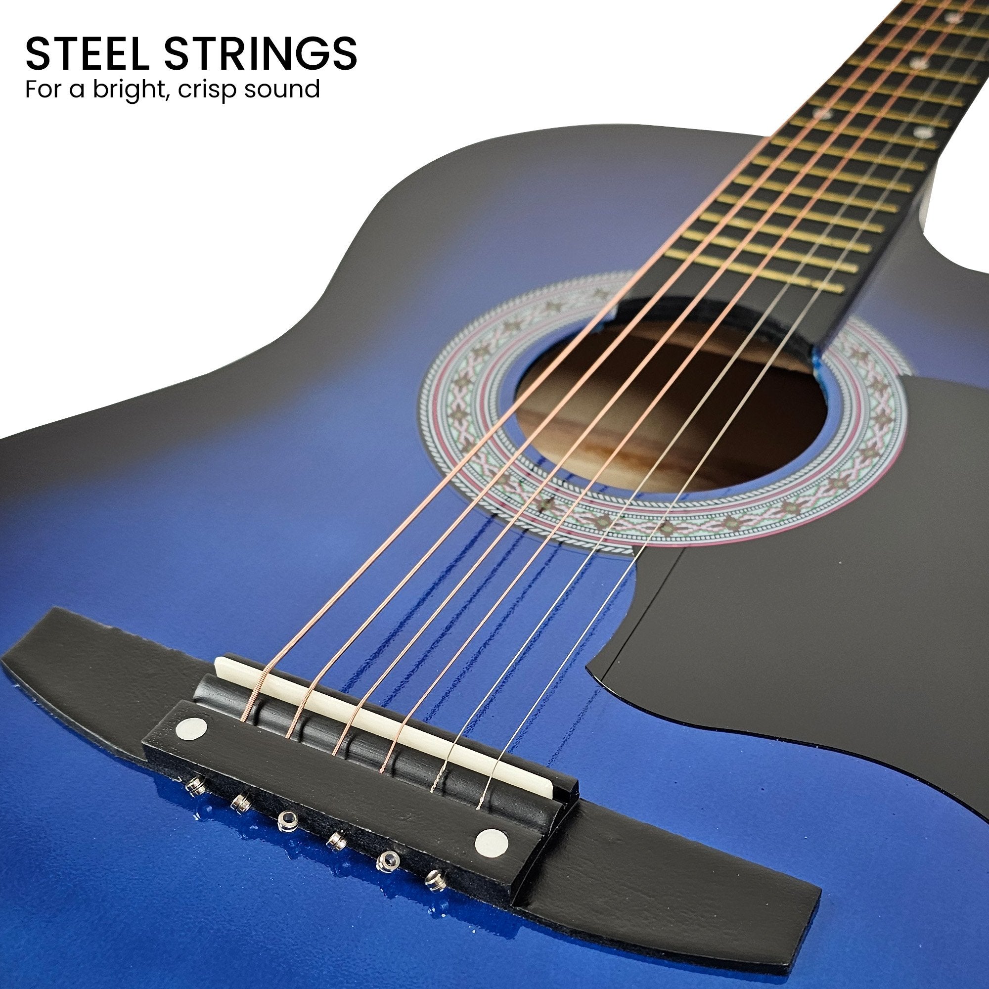 Karrera 38in Cutaway Acoustic Guitar with guitar bag - Blue Burst 7