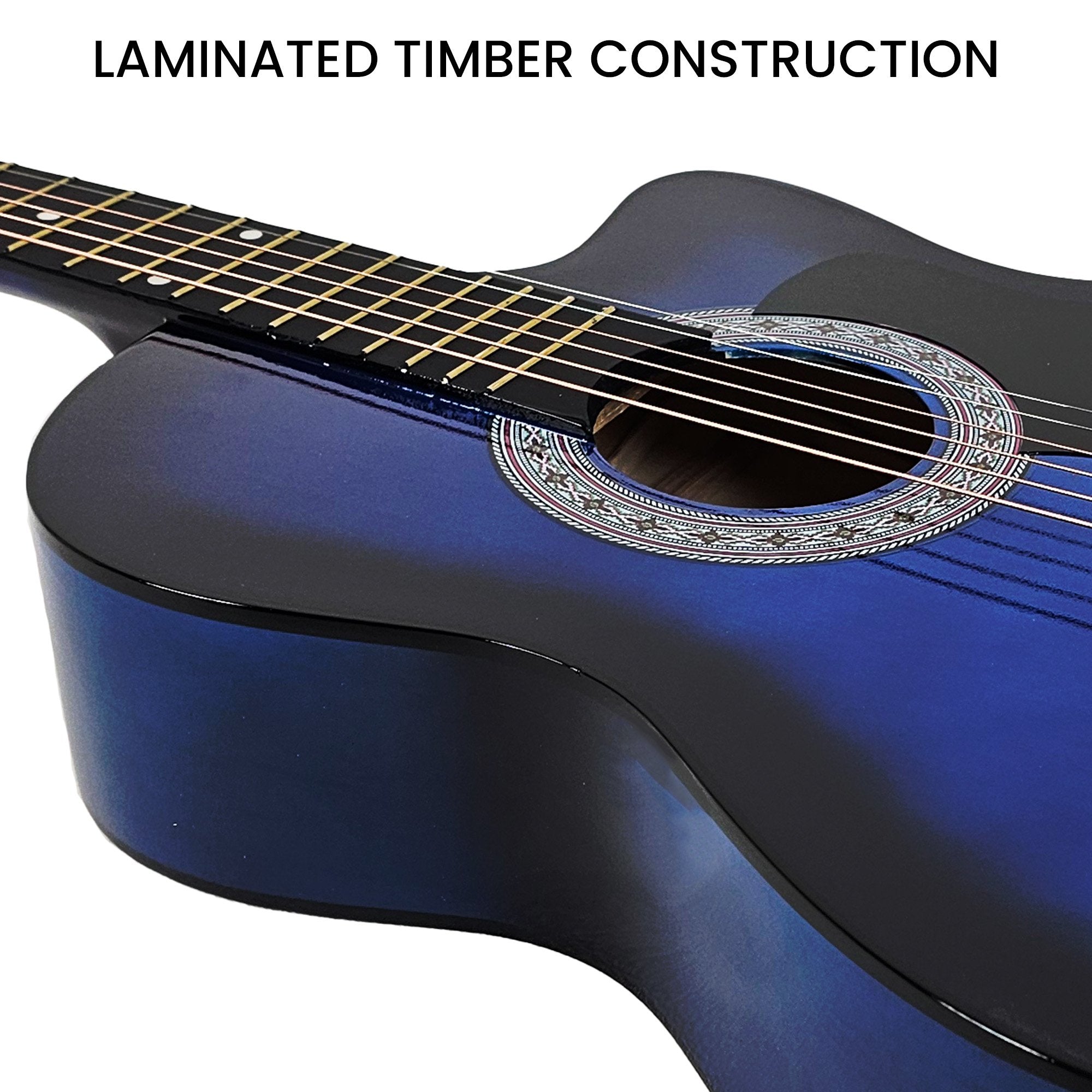 Karrera 38in Cutaway Acoustic Guitar with guitar bag - Blue Burst 9