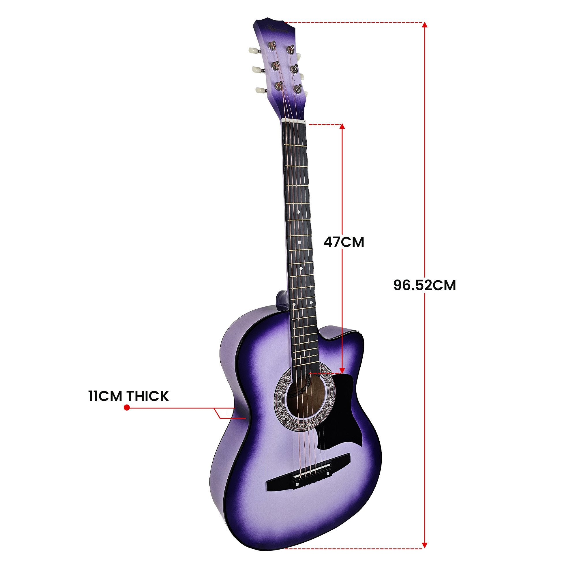 Karrera 38in Cutaway Acoustic Guitar with guitar bag - Purple Burst 3