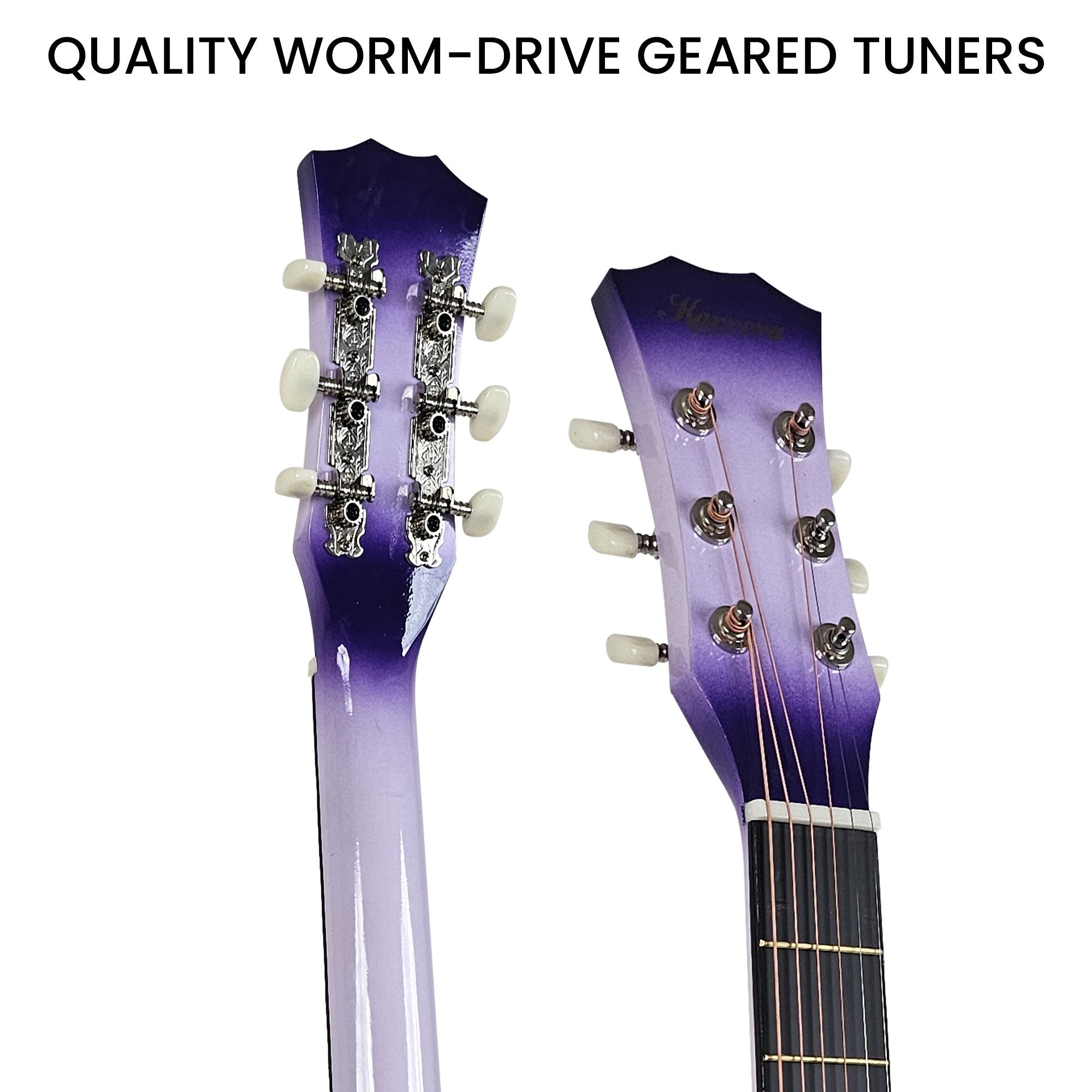 Karrera 38in Cutaway Acoustic Guitar with guitar bag - Purple Burst 6