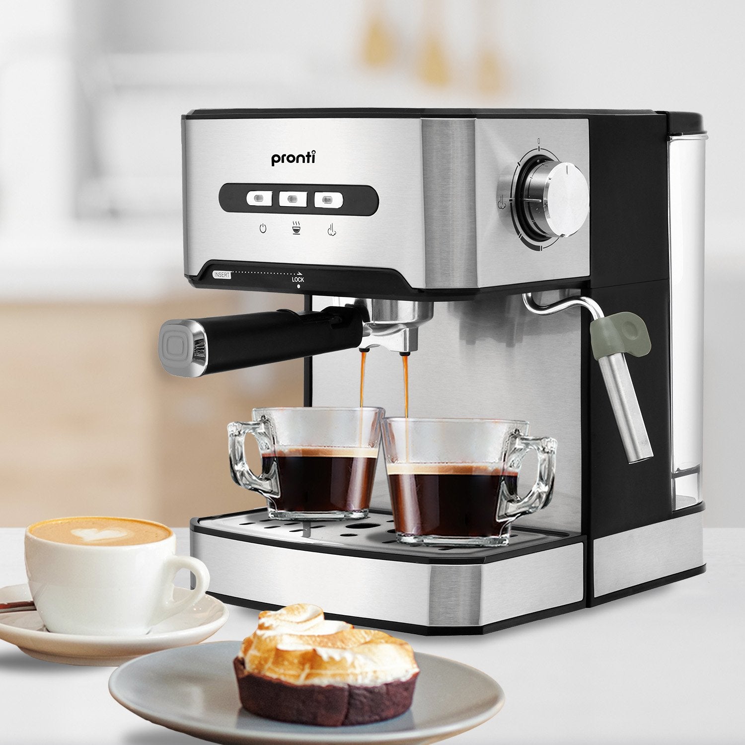 Pronti 1.6L Automatic Coffee Espresso Machine with Steam Frother 8