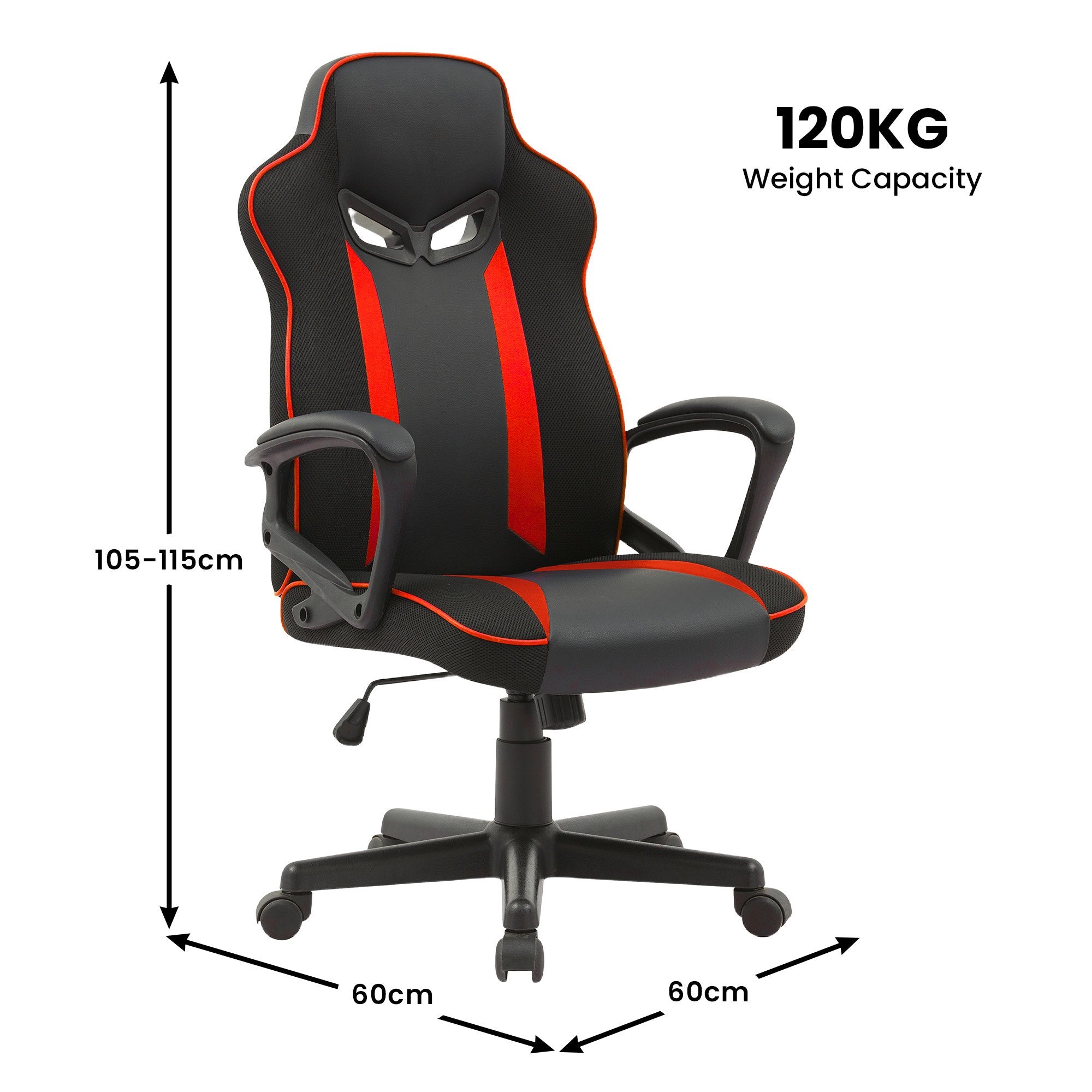 Sarantino Fayzo Racing Reclining Office Gaming Chair Black And Red Adjustable Computer Desk Seat With Adjustable Height, Breathable Mesh Back, Padded Armrests 4