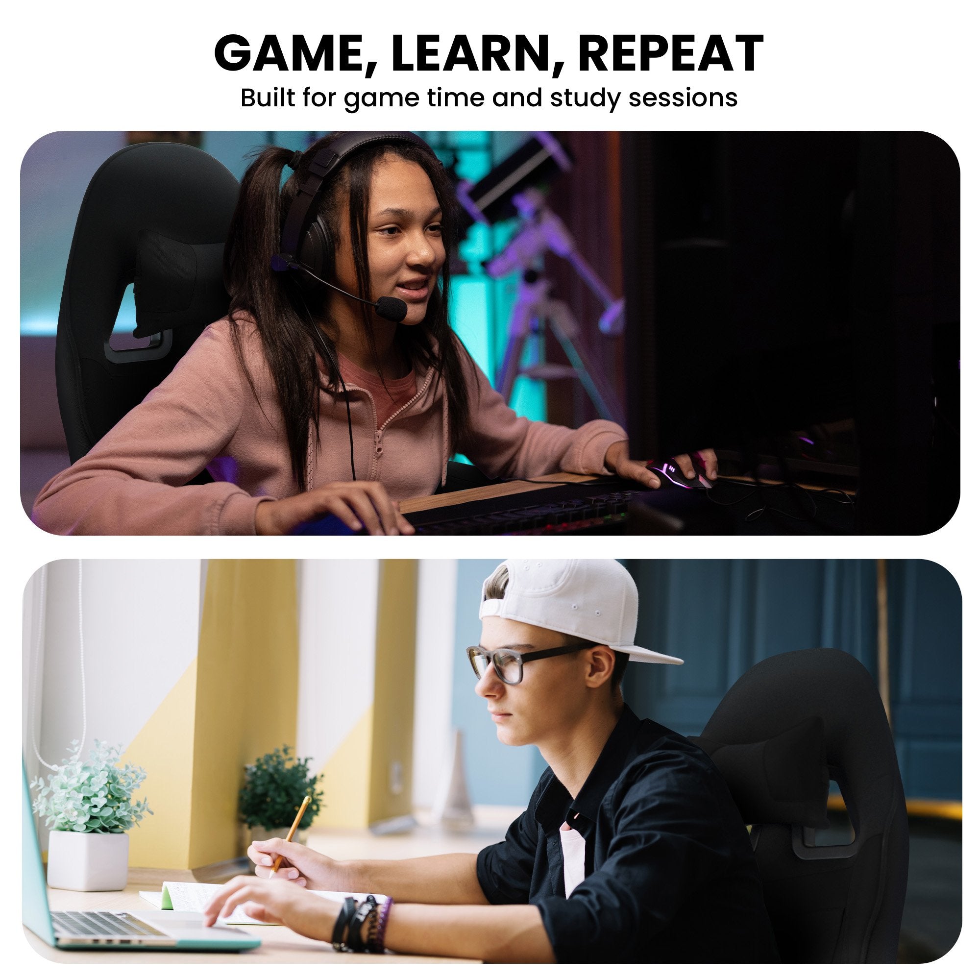 Sarantino Antre Kids Study Gaming Chair Black Adjustable Computer Desk Seat Racing Inspired-look With Adjustable Height, Ergonomic Back Support, Padded Armrests 6