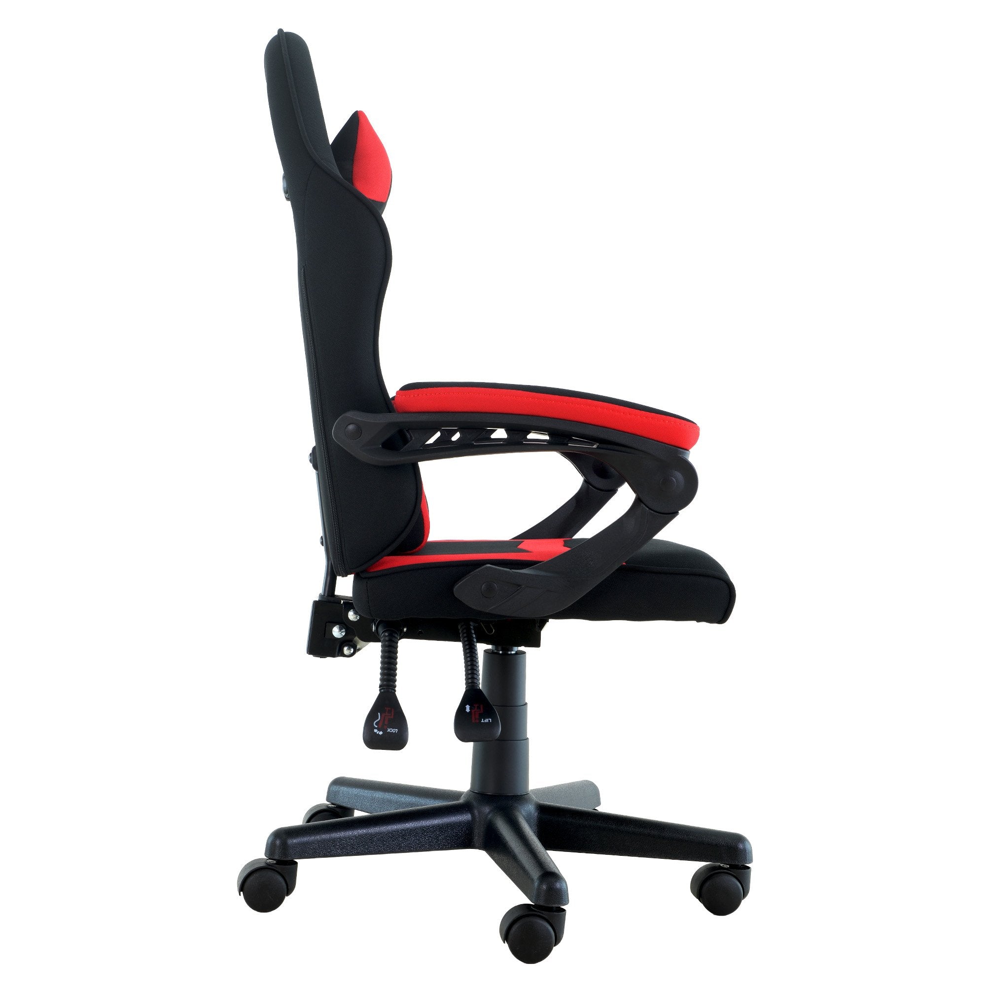 Sarantino Antre Kids Study Gaming Chair Black Red Computer Desk Seat Adjustable Height, Ergonomic Back Support, Padded Armrests 4