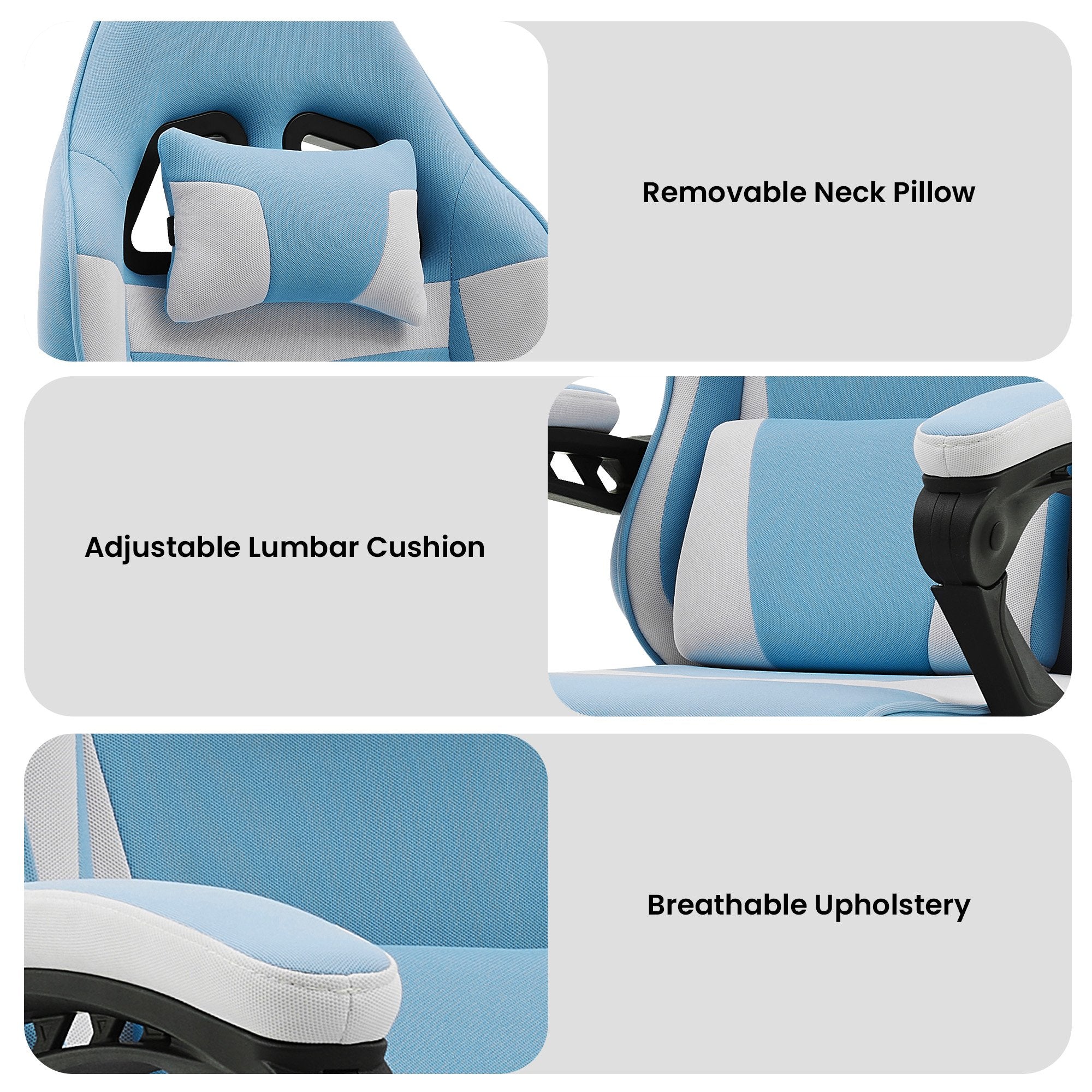 Sarantino Antre Kids Study Gaming Chair in Black and White Office Adjustable Height Chair 8