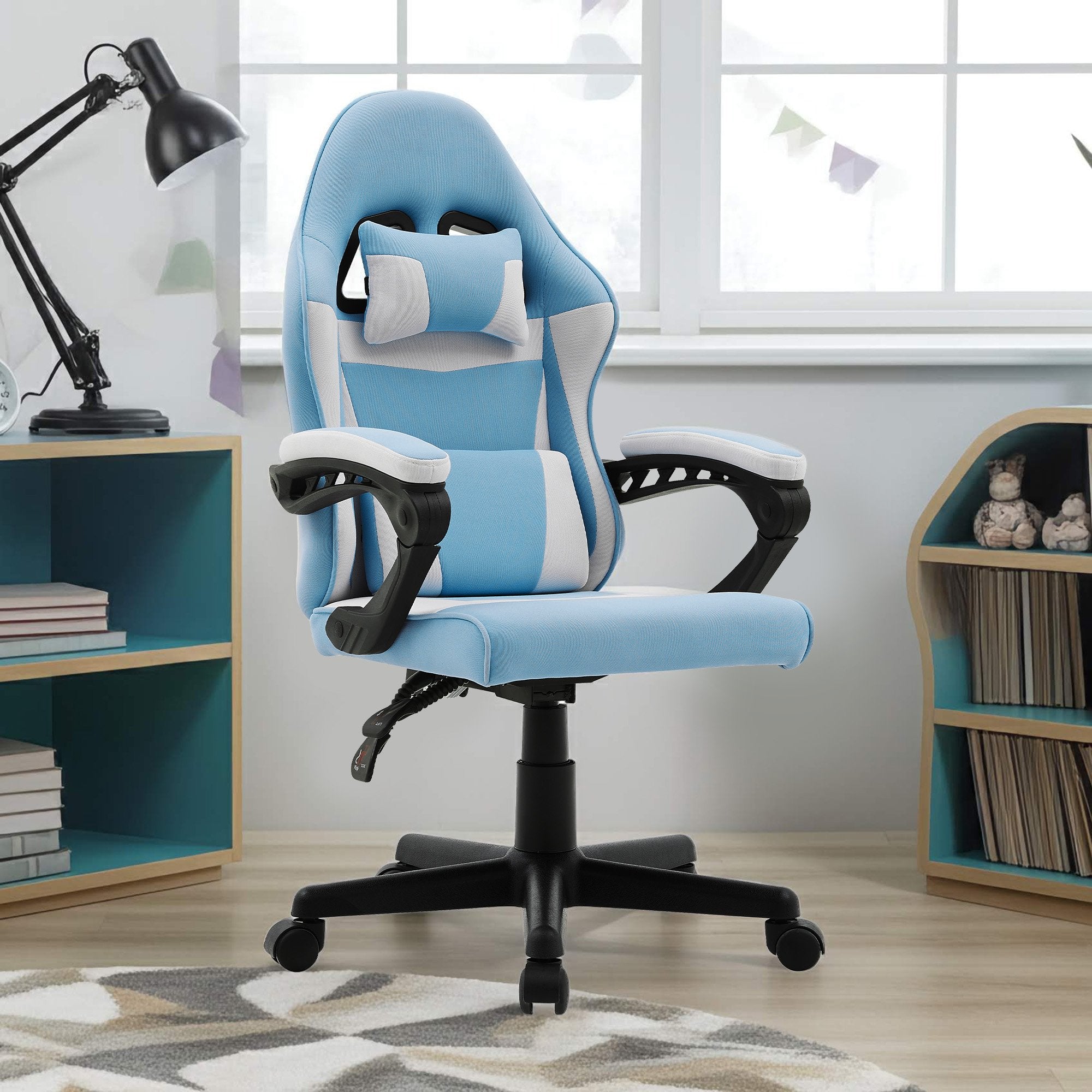 Sarantino Antre Kids Study Gaming Chair in Black and White Office Adjustable Height Chair 9