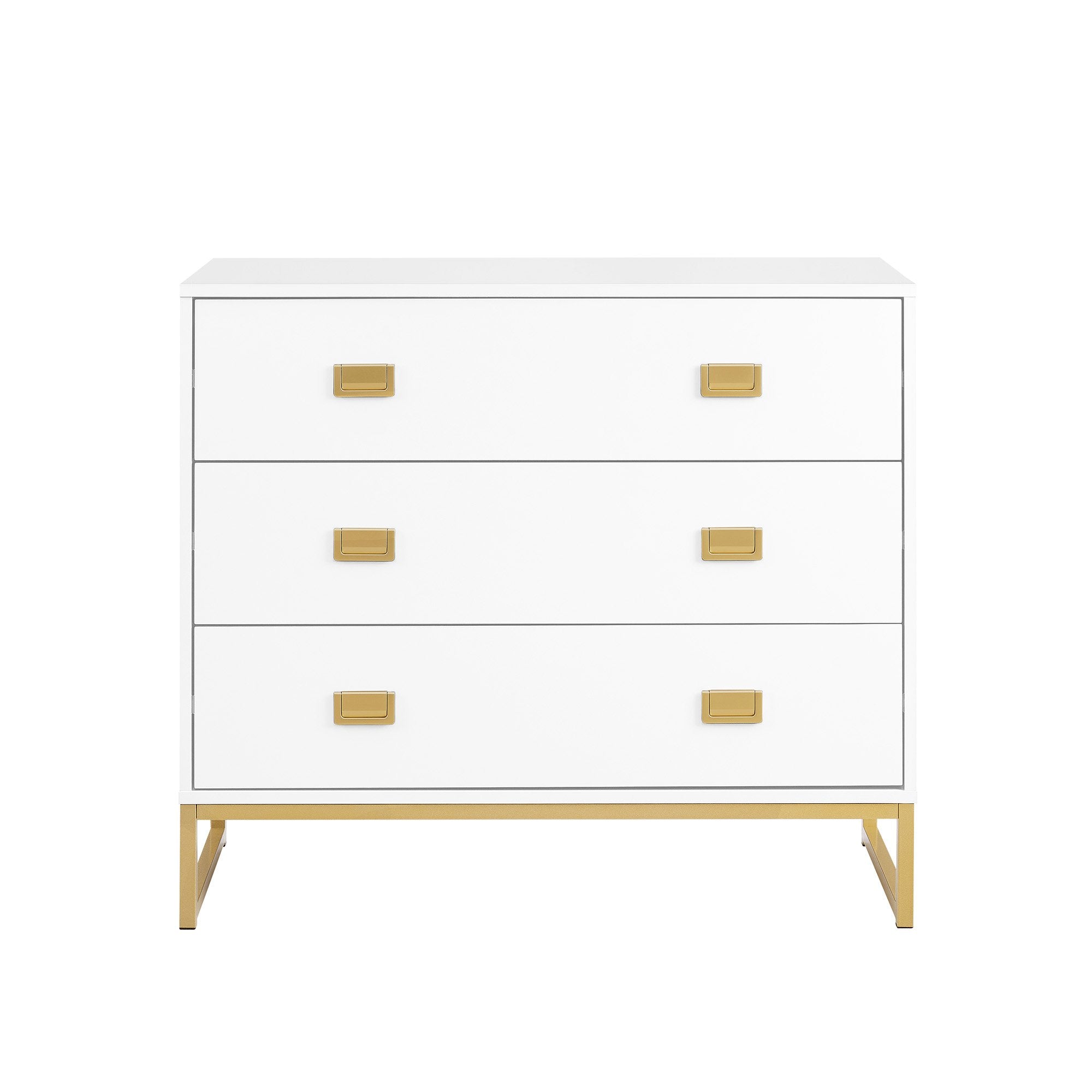 Sarantino Amara Chest of Drawers Tallboy Dresser in White/Gold