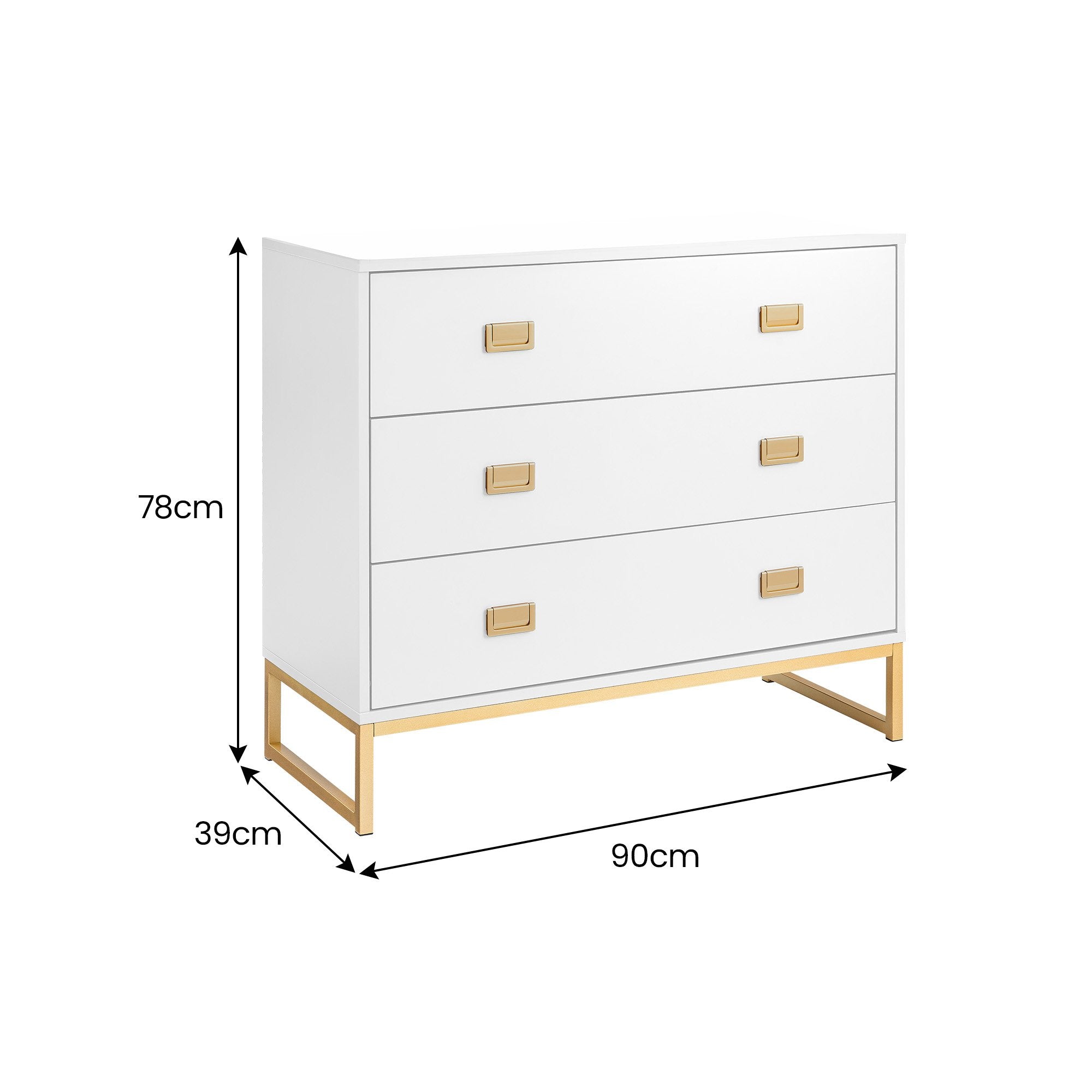 Sarantino Amara Chest of Drawers Tallboy Dresser in White/Gold 3