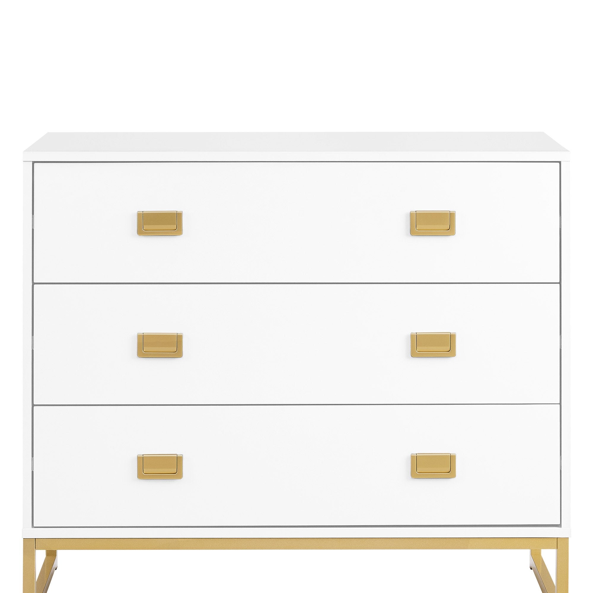 Sarantino Amara Chest of Drawers Tallboy Dresser in White/Gold 4