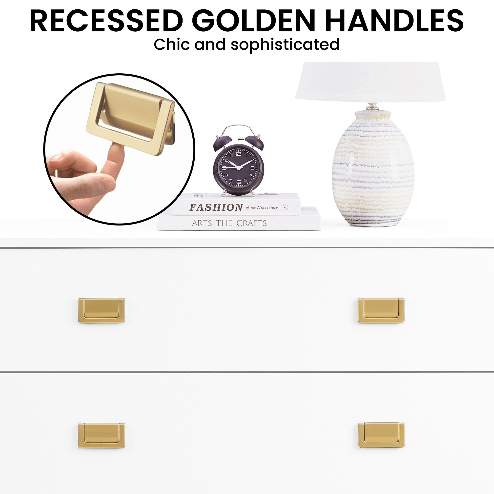 Sarantino Amara Chest of Drawers Tallboy Dresser in White/Gold 7