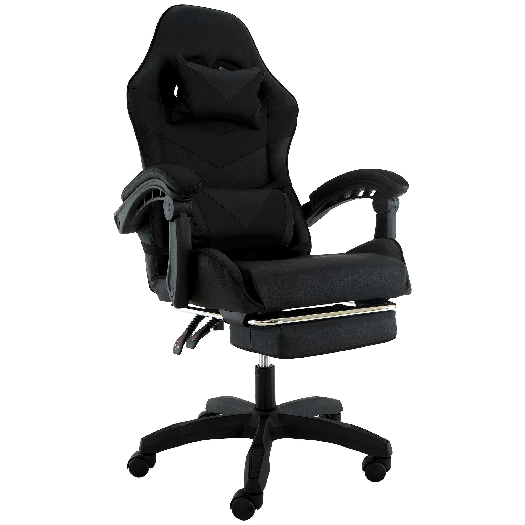 Sarantino Cueva Reclining High Back Office Gaming Chair Black Retractable Footrest Computer Seat 3