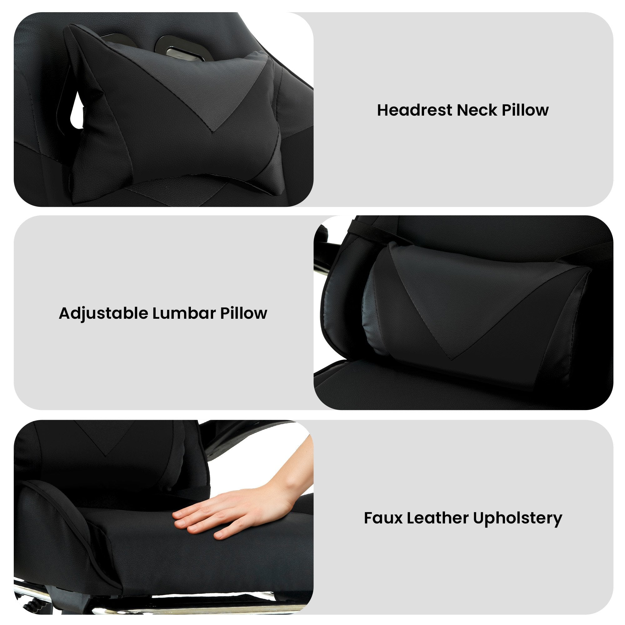 Sarantino Cueva Reclining High Back Office Gaming Chair Black Retractable Footrest Computer Seat 8