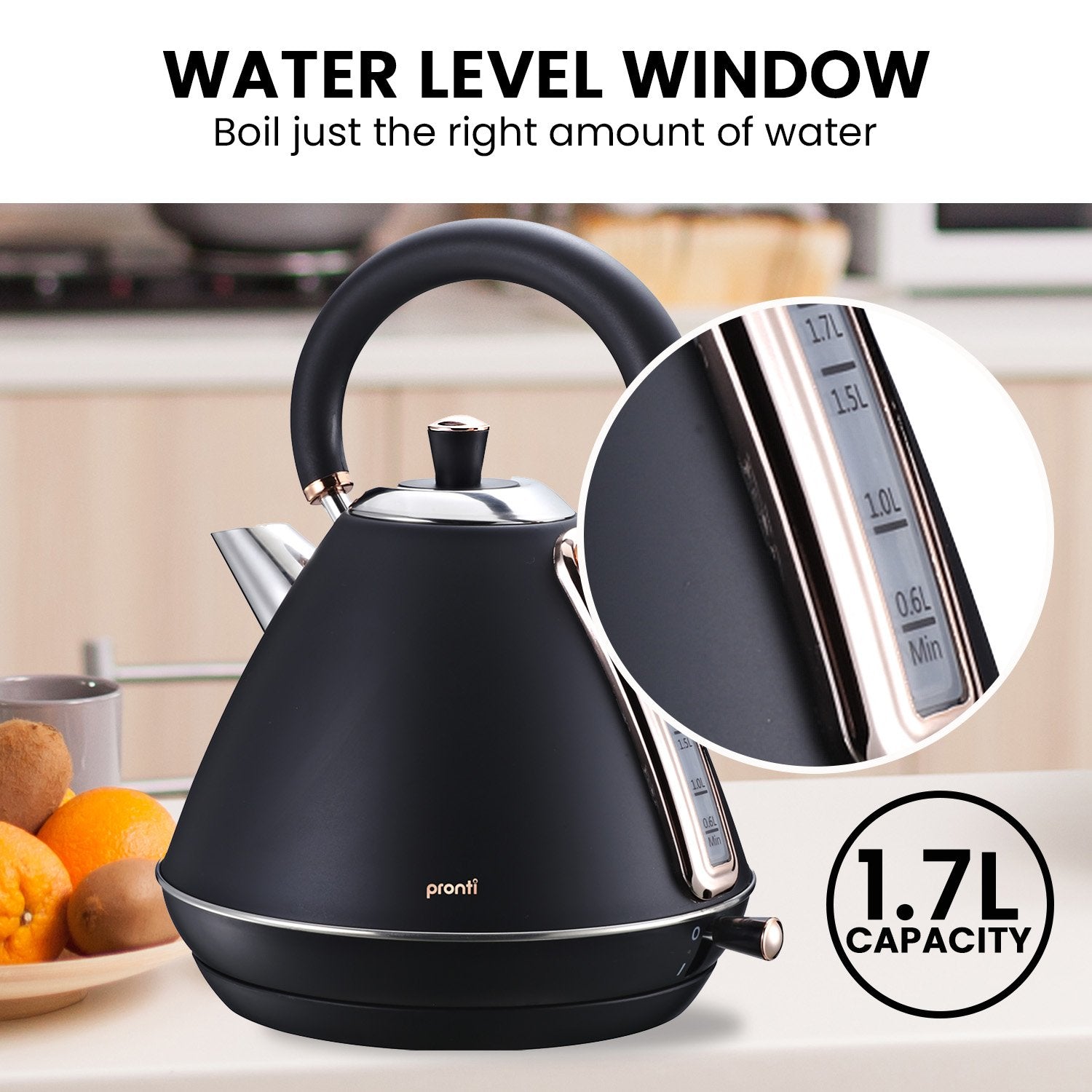 Pronti Toaster, Kettle & Coffee Machine Breakfast Set - Black 5