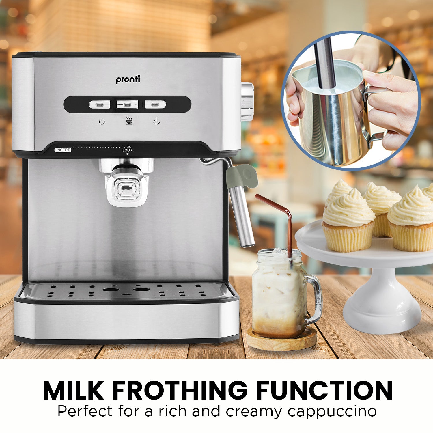 Pronti Toaster, Kettle & Coffee Machine Breakfast Set - Black 7