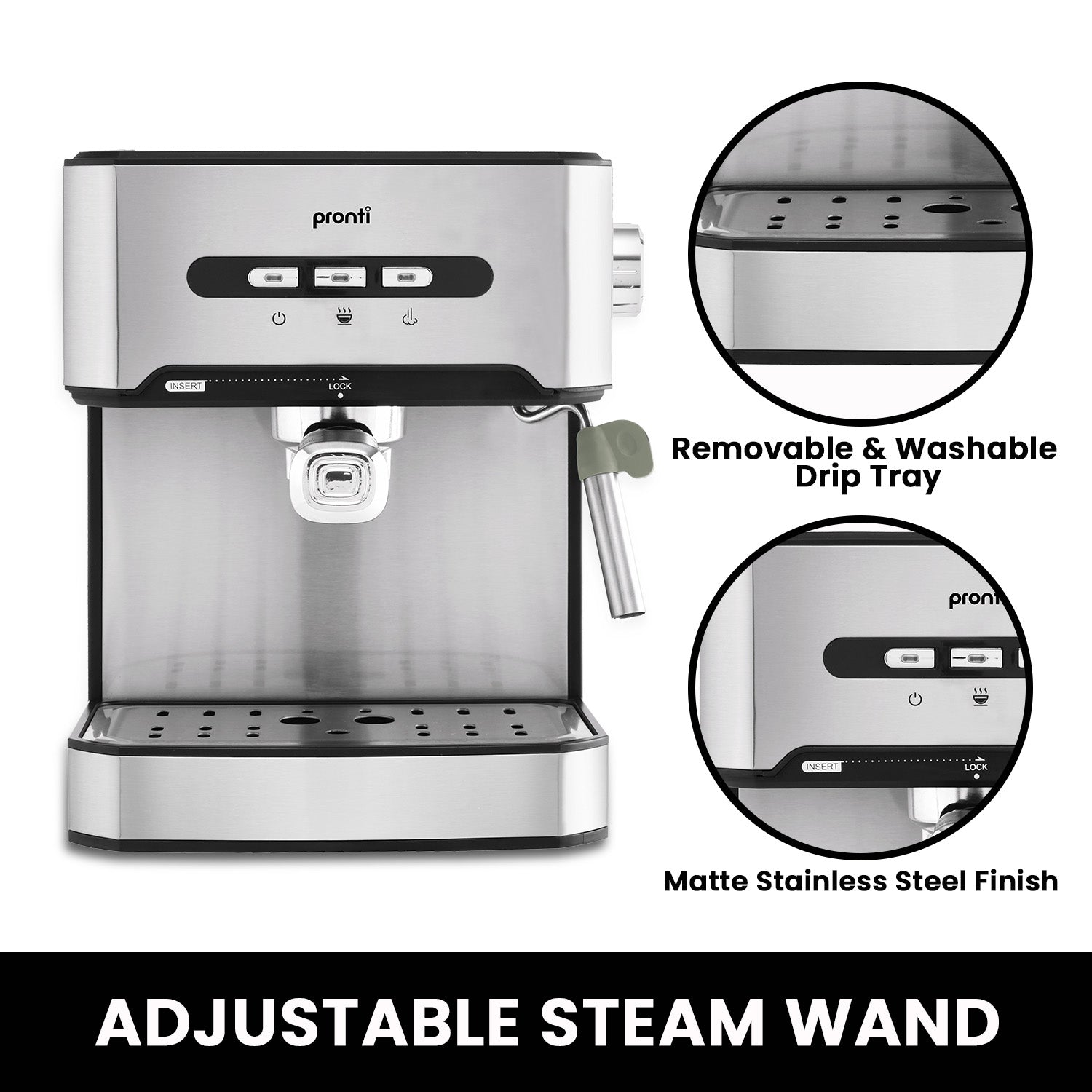 Pronti Toaster, Kettle & Coffee Machine Breakfast Set - Black 9