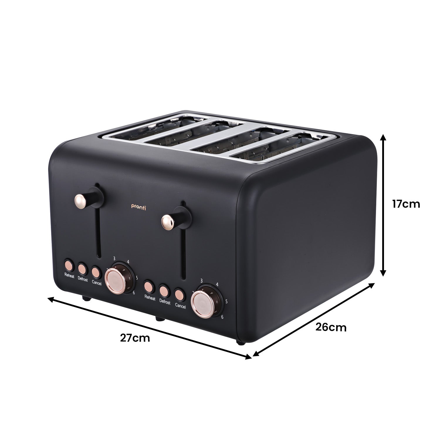 Pronti Toaster, Kettle & Coffee Machine Breakfast Set - Black 10
