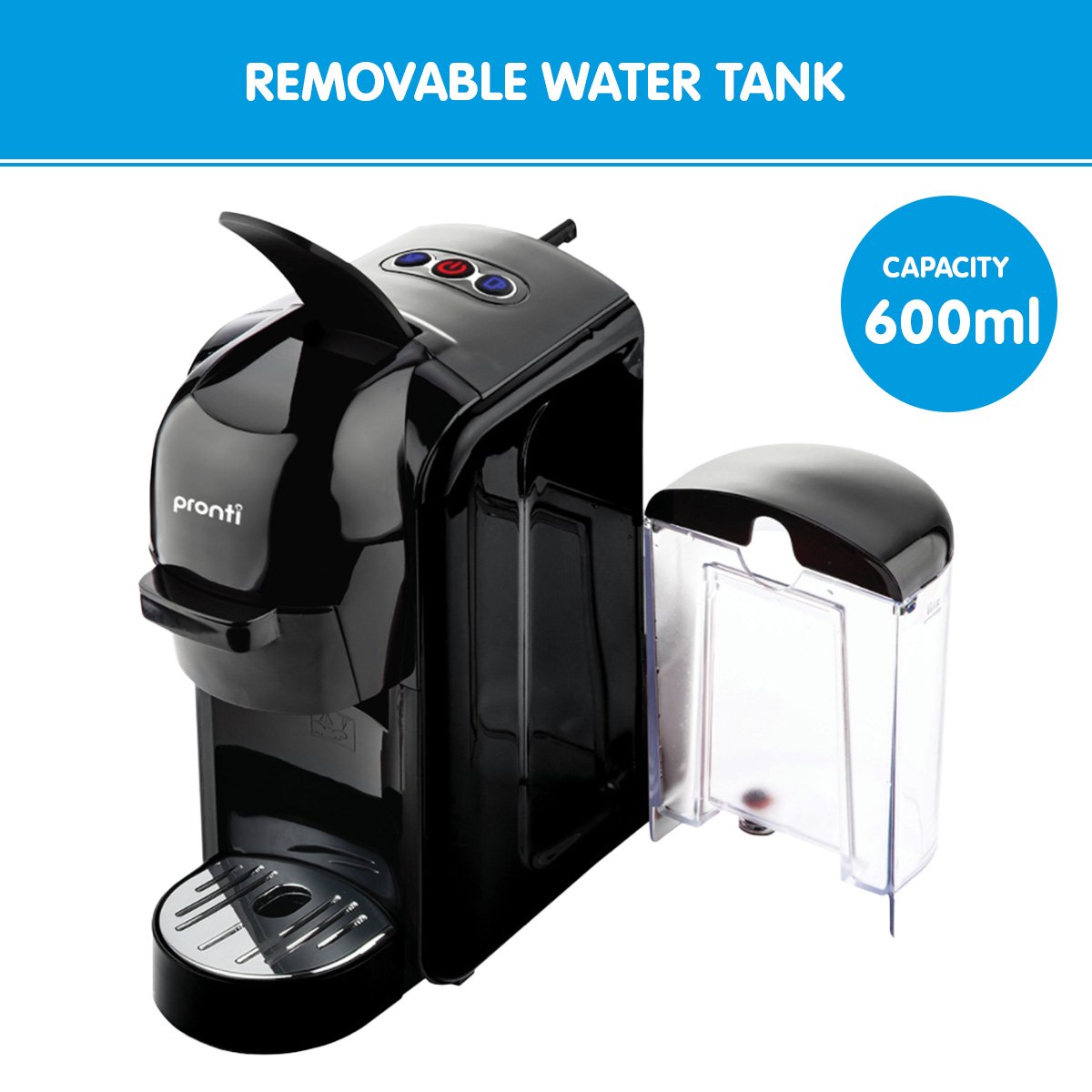 Pronti HomeMaid 3-in-1 Coffee Machine Multi-Capsule Pods and Ground Coffee Nespresso & Caffitaly Compatible CM-511HM 7
