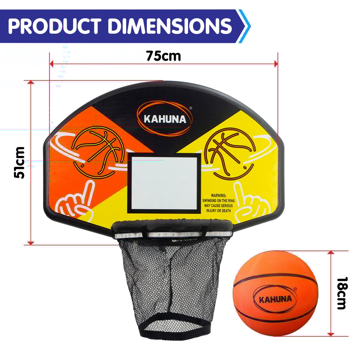 Kahuna Trampoline Led Basketball Hoop Set With Light-up Ball 5