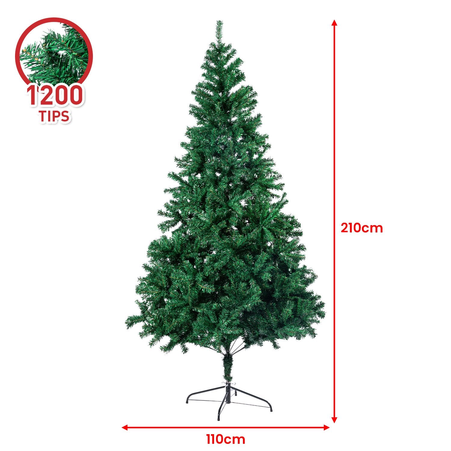 Christabelle Green Christmas Tree 2.1m Xmas Decor Decorations -1200 Tips 3