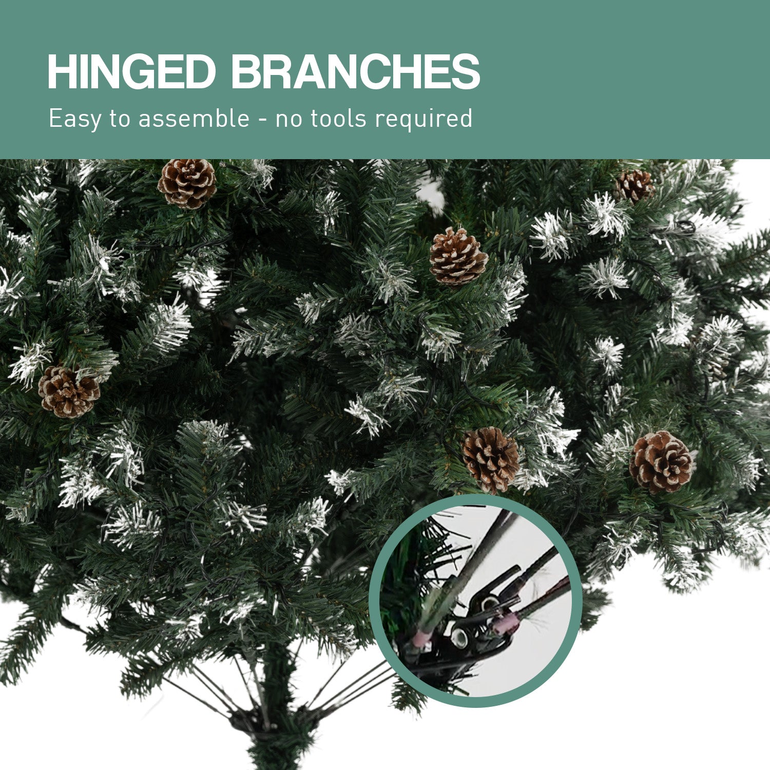 Christabelle 1.8m Pre Lit LED Christmas Tree Decor with Pine Cones Xmas Decorations 10