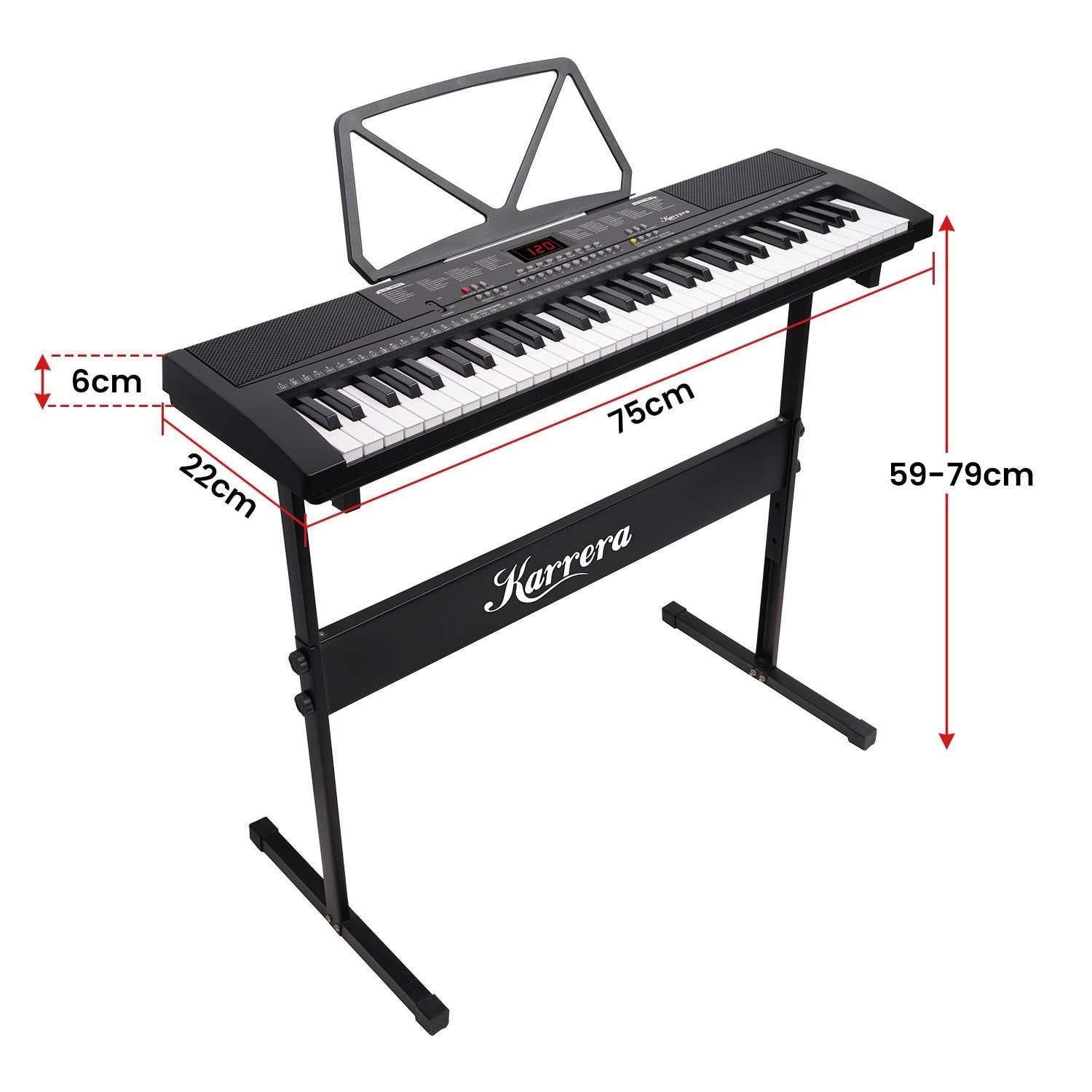 Karrera 61-Key Electronic Piano Keyboard 75cm with Stand - Black 3
