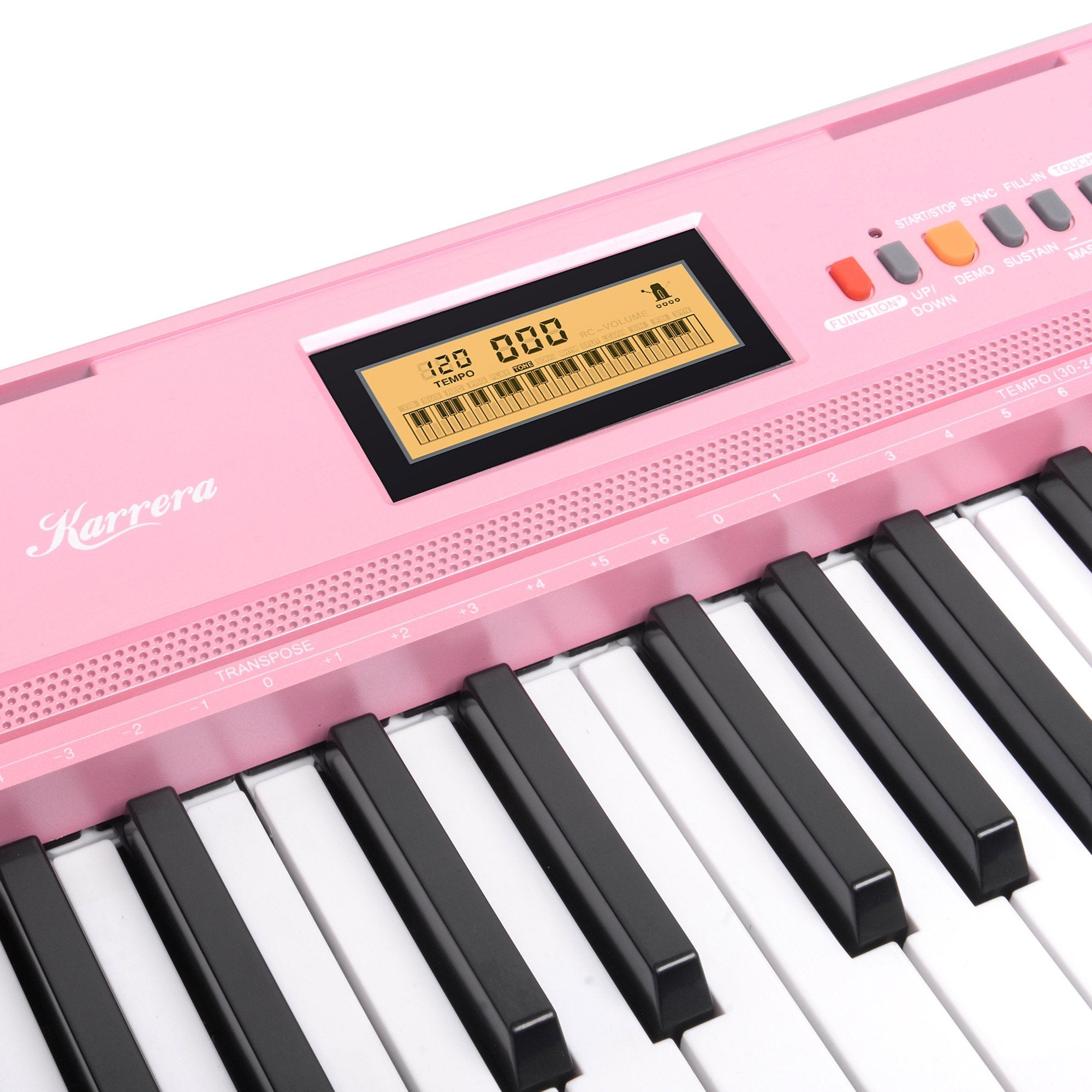 Karrera 61-Key Electronic Keyboard with LCD and Touch Response in Pink CHJ-291 6
